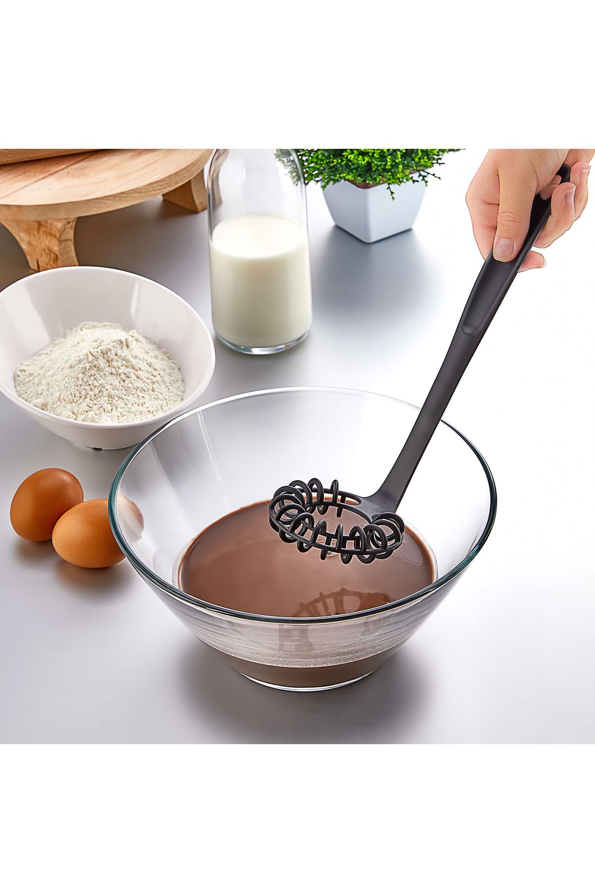 Buzka 2 Adet Modern Spiral Çırpıcı Yanmaz Yapışmaz Çizmez Süt Kek Yumurta Çırpıcı Pratik Çırpıcı 28 Cm