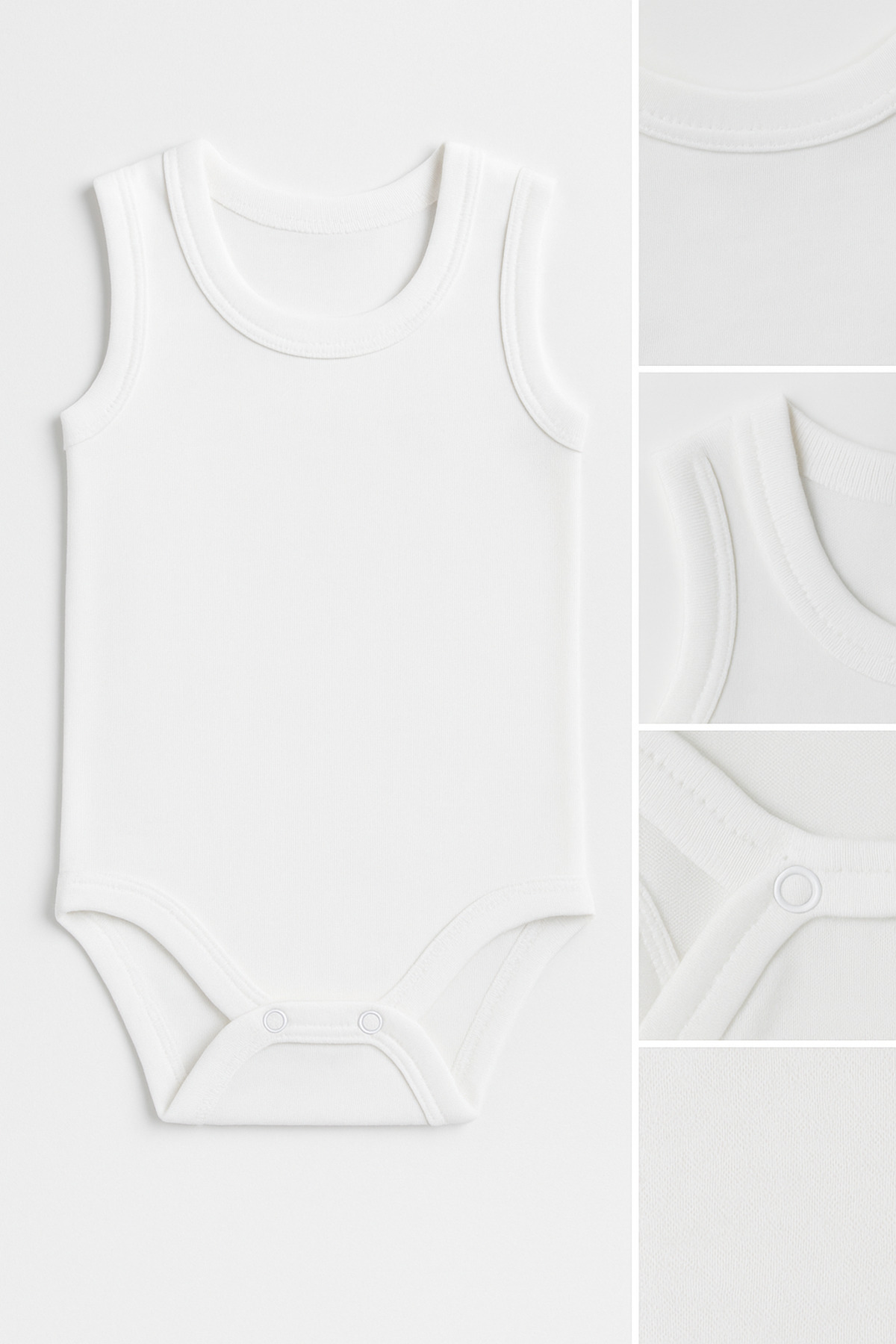 BABYDEN'S 5’li Set Bebek Kolsuz Zıbın %100 Pamuk | Beyaz Çıtçıtlı Atlet Body 0-24 Ay | Unisex İç Giyim fotoğrafı 2 (önizleme)