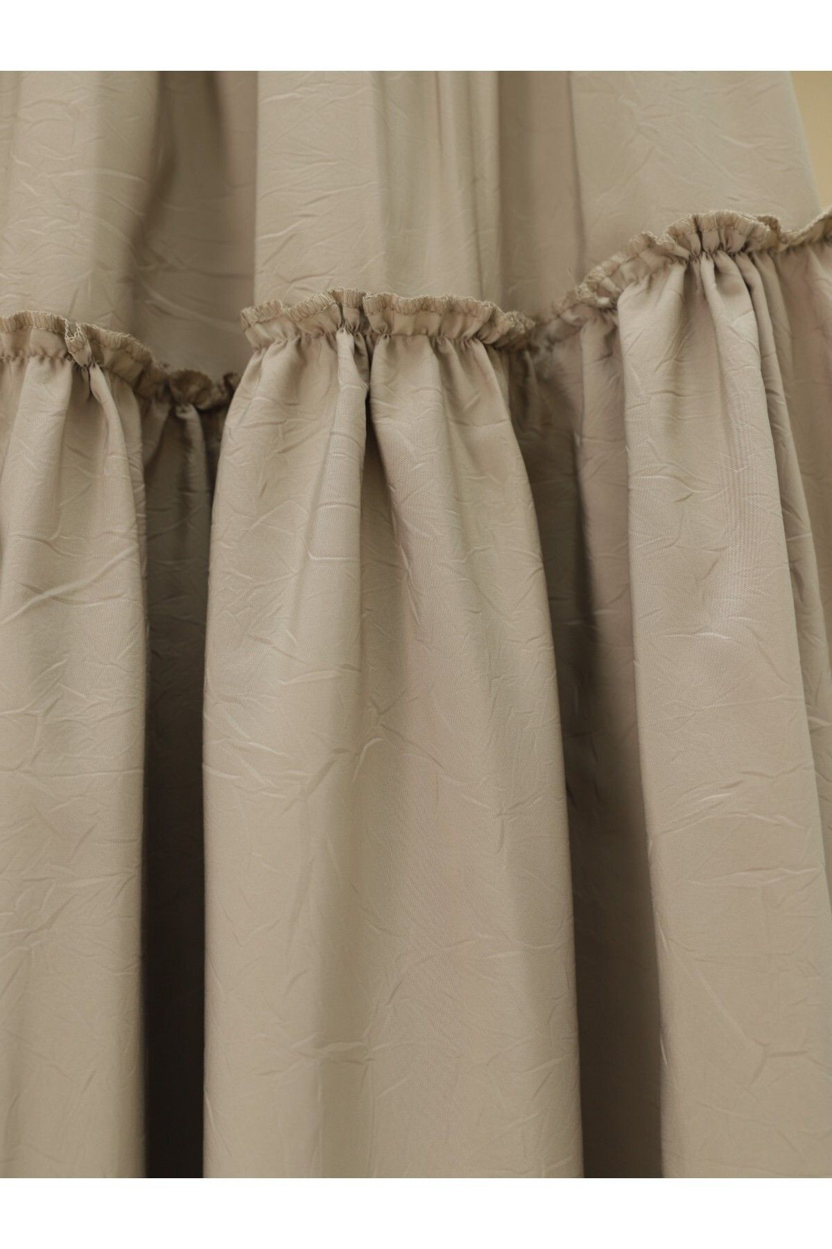 Modamorfo-Segmented Elastic Waist Crash Pattern Parachute Skirt - Light Mink 2