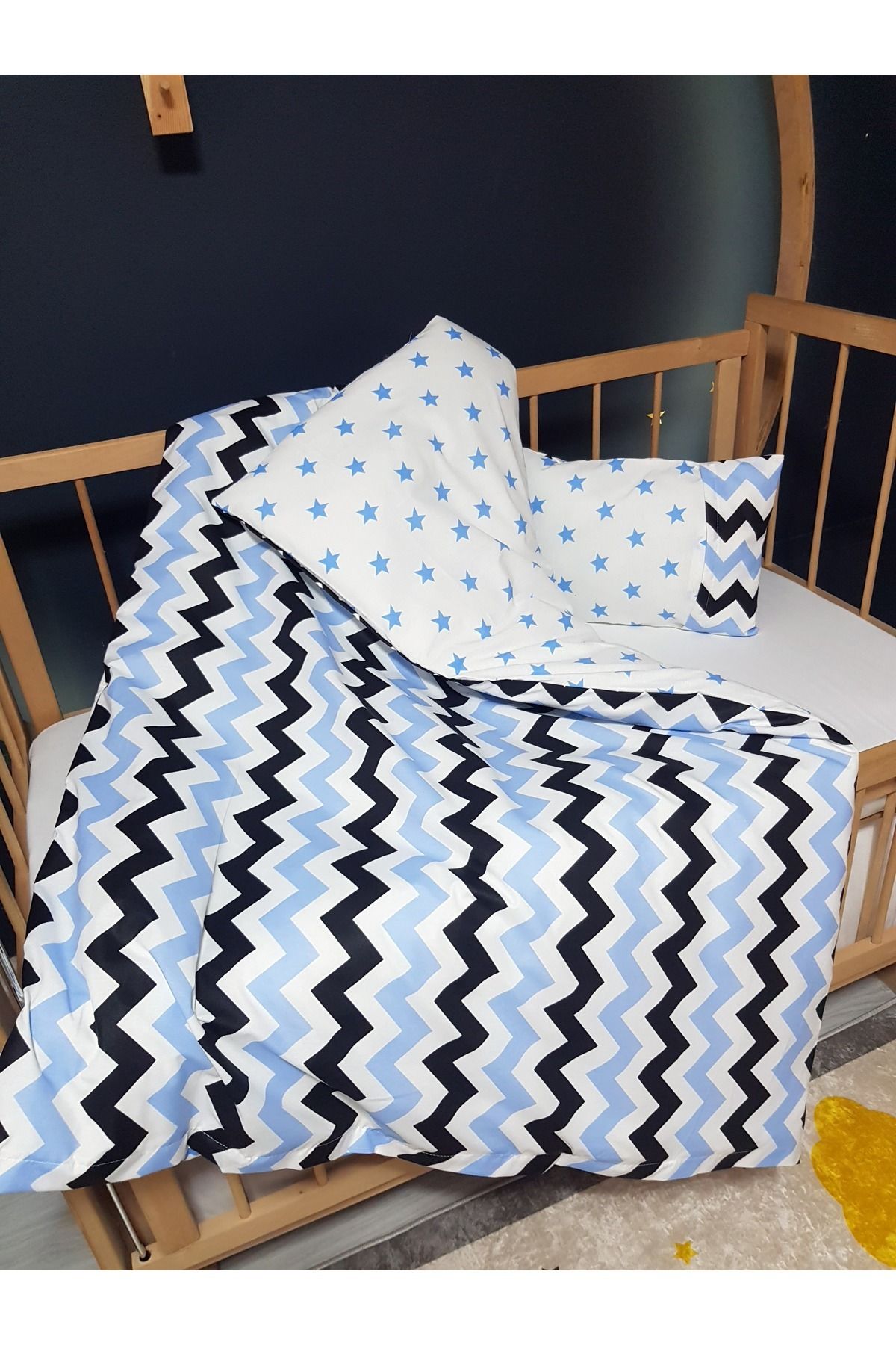 Baby Clime Çift Taraflı Bebek Nevresim Takımı - 95x135 Yorgan Kılıfı, Yastık Kılıfı, Çarşaf