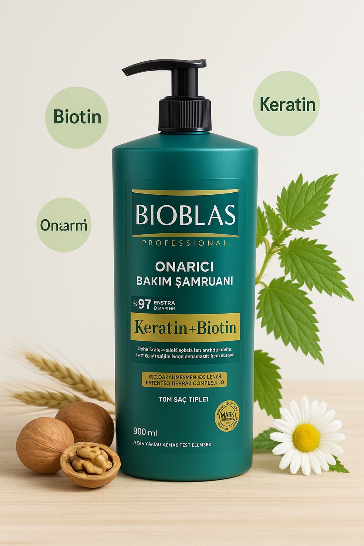 Keratin ve Biotin Şampuan 900 ml (Saç Onarıcı) - 3