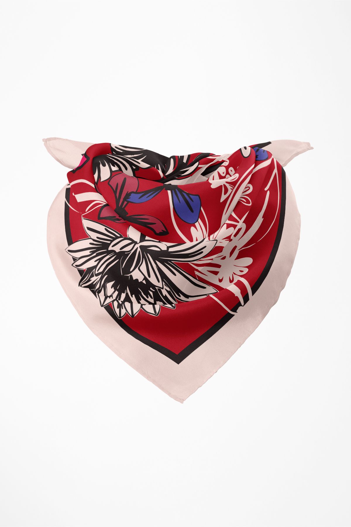 Sozakko Bold Flowers Twill Kadın Saç & Boyun Aksesuarı – Bandana ve Fular