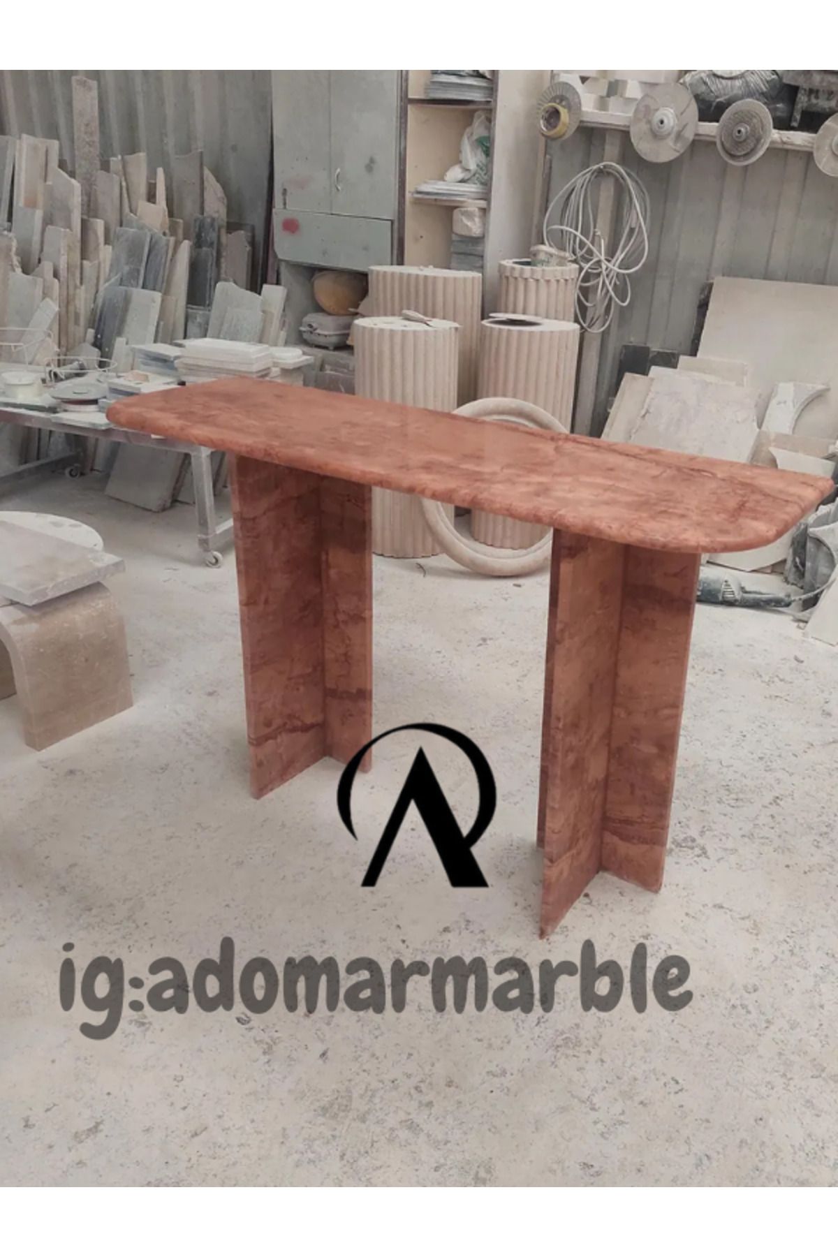 adomarmarblehandmadeandluxury ADOMAR Traverten Dresuar, Mermer Dresuar, Antre Dresuar, %100 Doğal Taş, Konsol Masası, Özel Ölçü