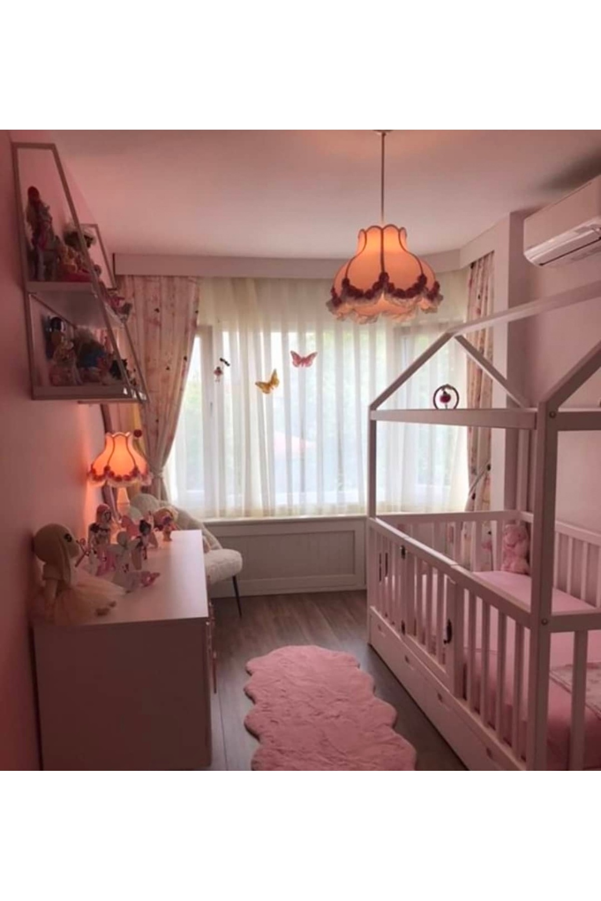 LULUAVİZEM Çiçekli Güllü Bebek Genç Abajur fotoğrafı 3 (önizleme)