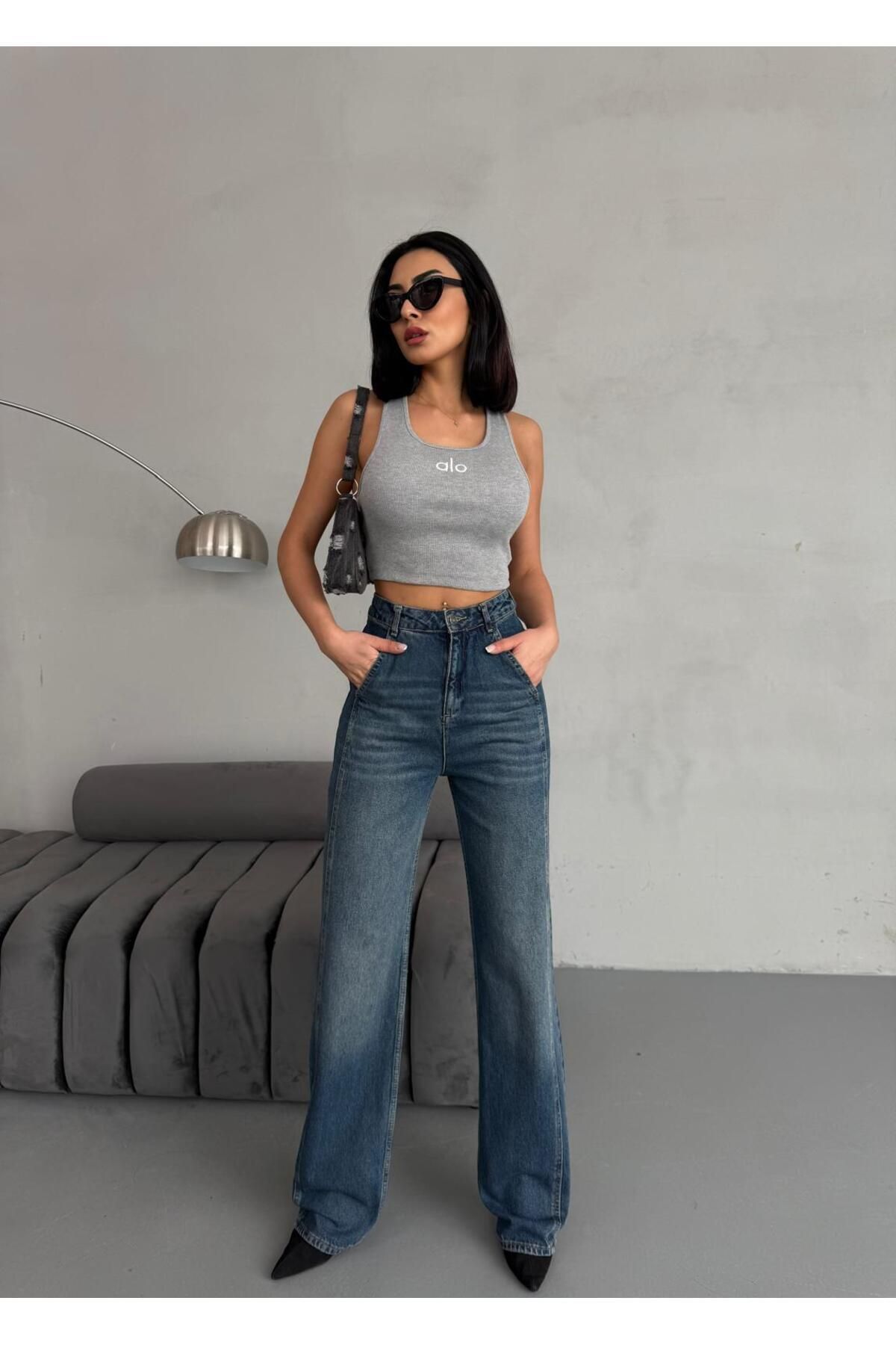 Zeo Basic-Wide-Leg Tint Jean with Side Seam Detail 5