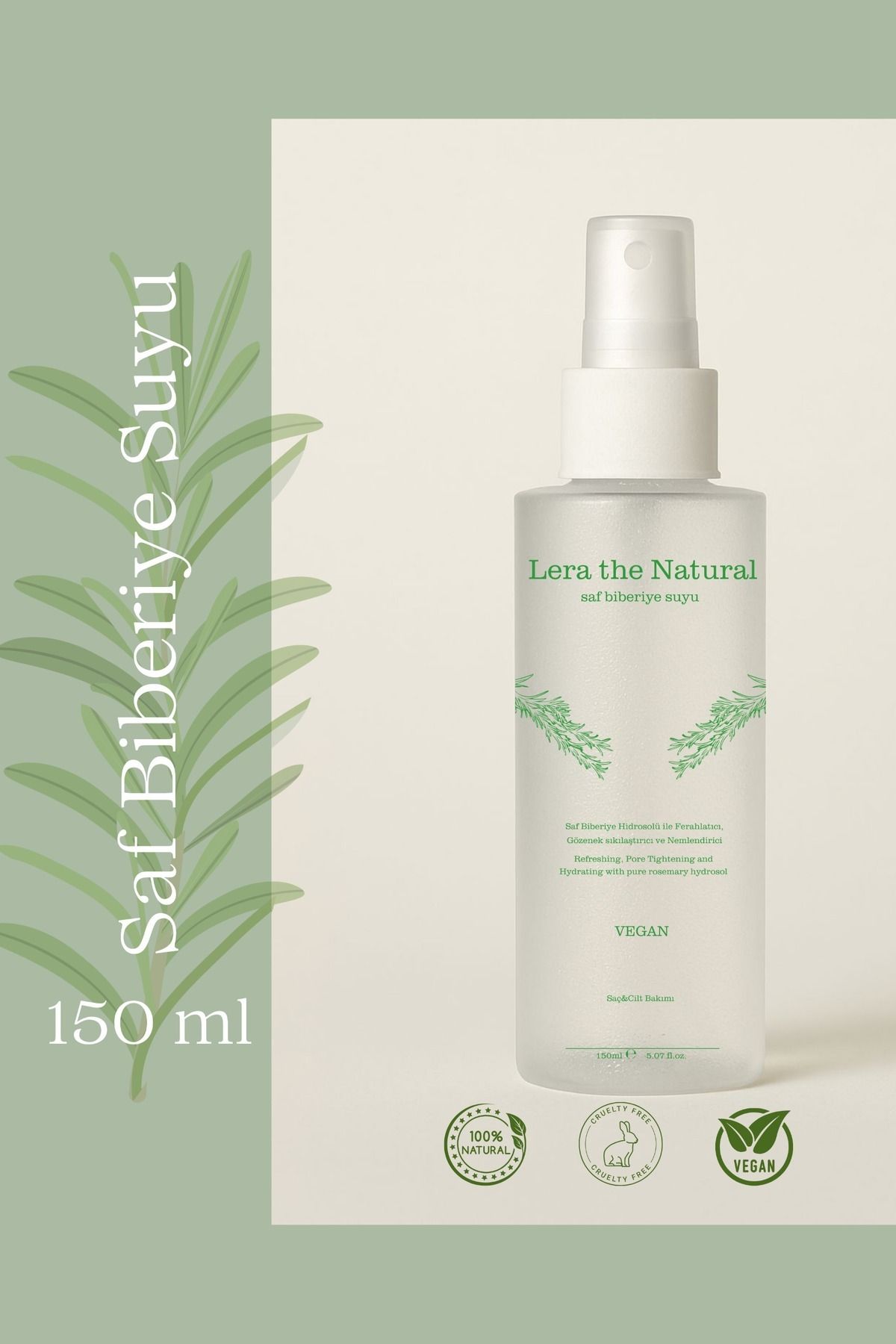 Lera The Natural Biberiye Suyu Dökülme Karşıtı Ve Saç Uzamasını Destekleyici Saç Toniği %100 Doğal Ve Saf 150 ml