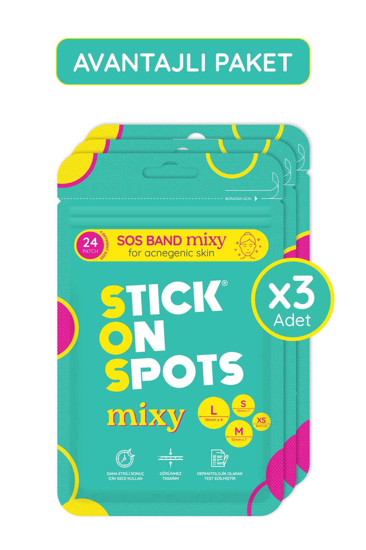 Stick On Spots SOS Band Mixy (24 Patch) X3