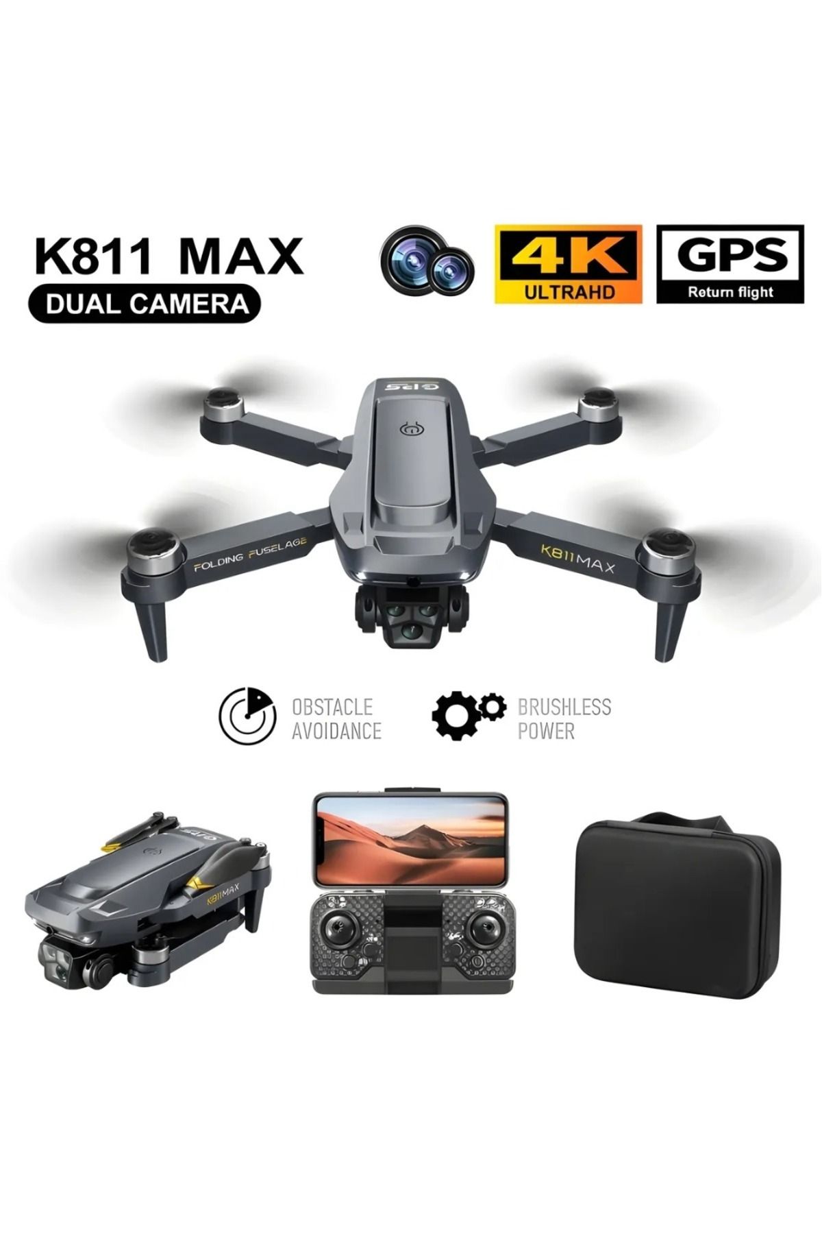Skyvora K811 Max(GPS MODE) 500 Metre Menzilli Gps Çoklu Kameralı Drone (OTOMATİK EVE DÖN)