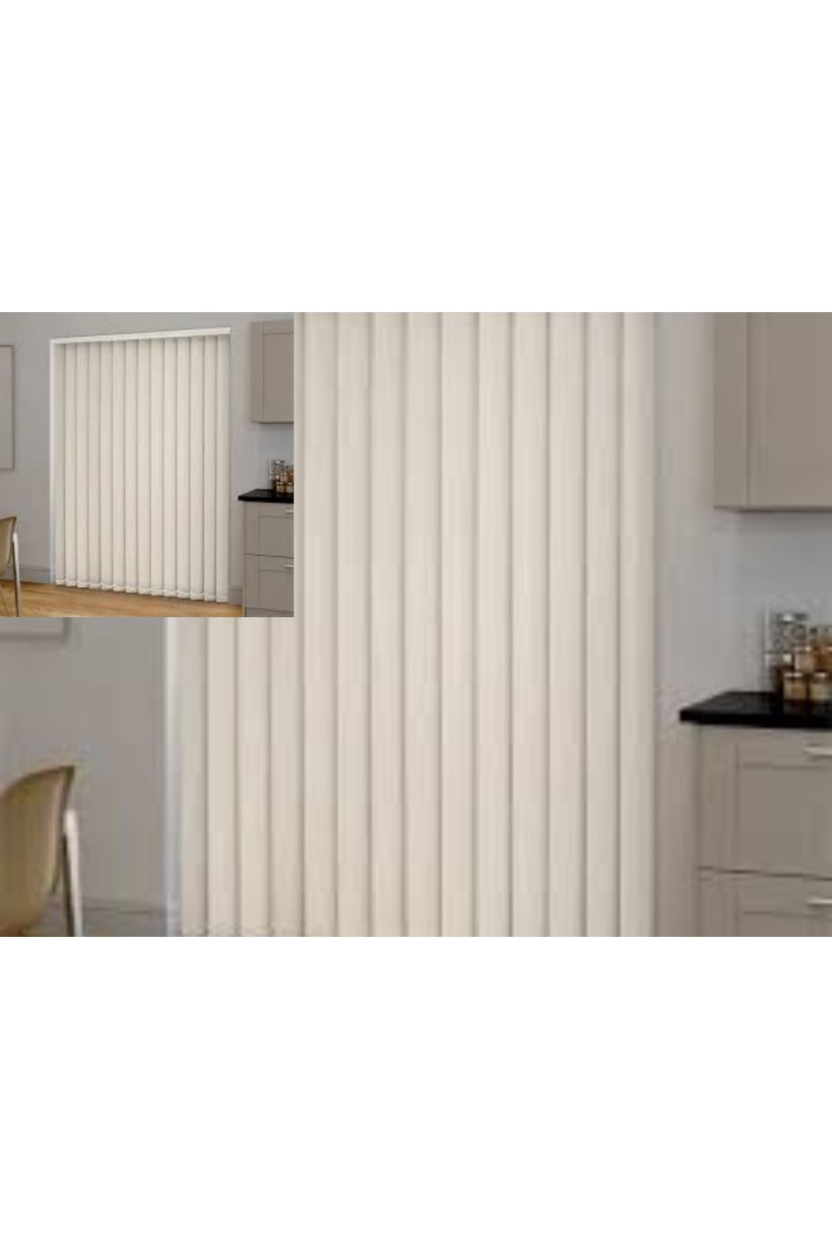 Özel Jaluzi-Full Open and Full Covered Cream Vertical Curtain - Rotatable Fabric 1