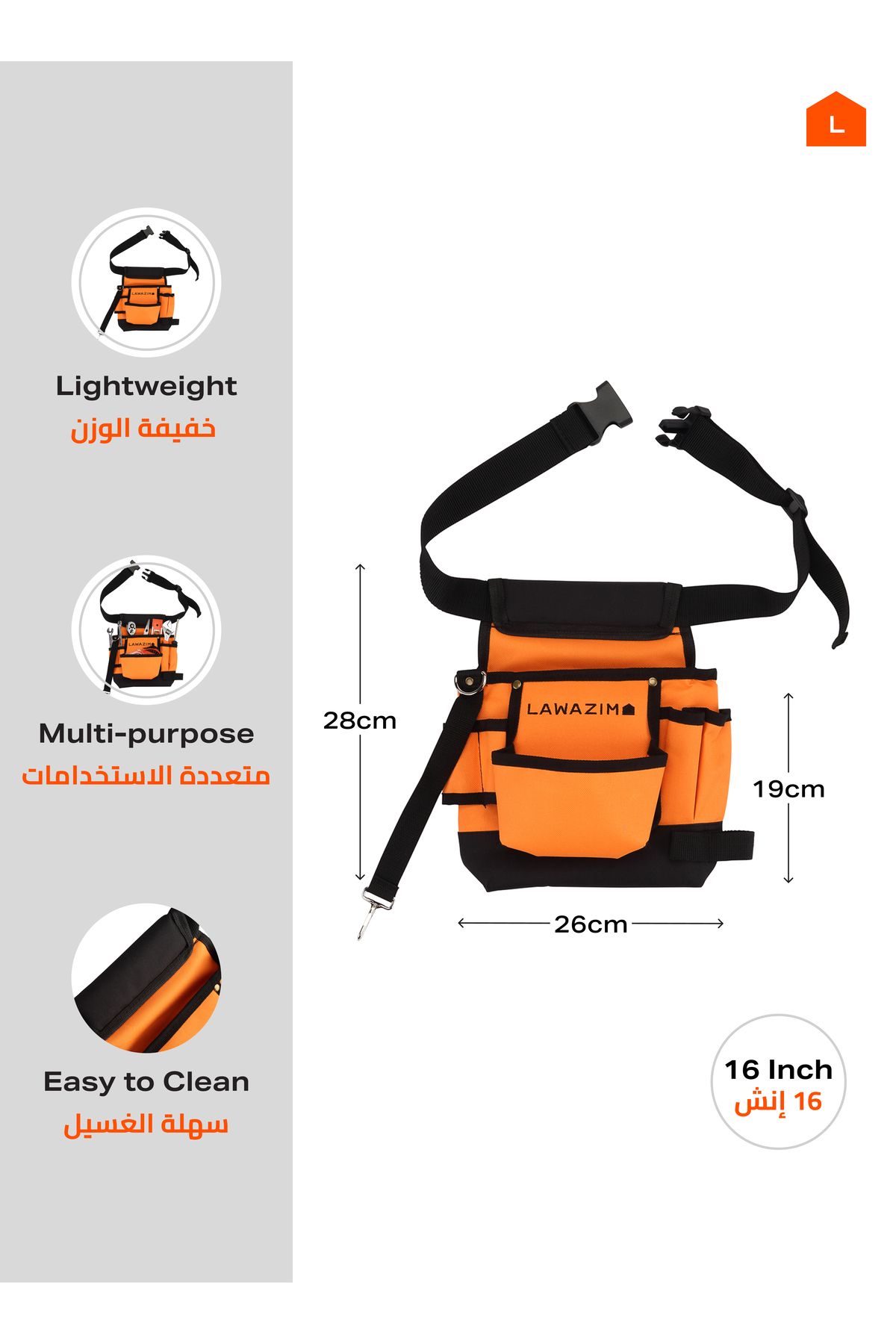Lawazim-Apron Tool Bag Pouch - Space Saving Waterproof Canvas Waist Apron with Adjustable Strap 5