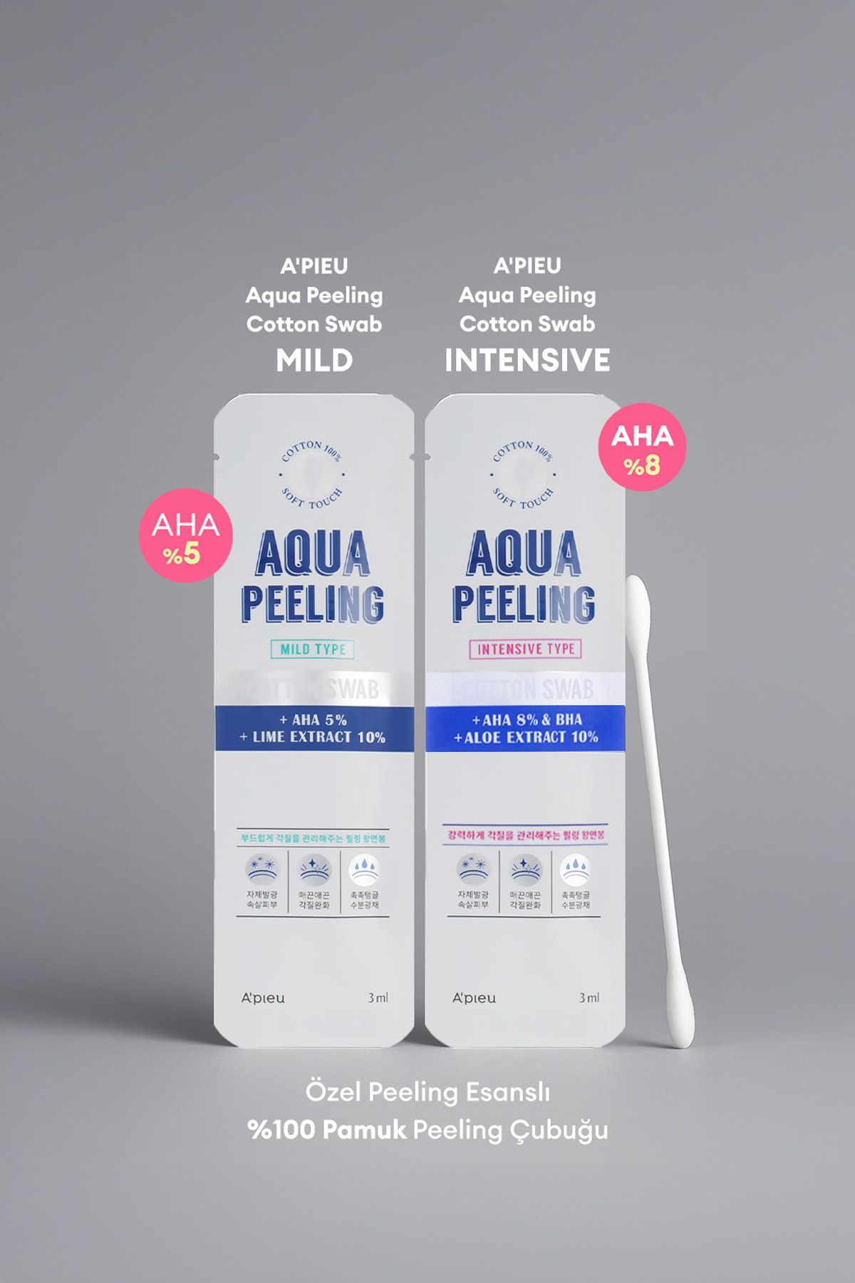 Missha-مسحة تقشير قطنية 100% مع خلاصة تقشير خاصة (كثيفة) A'pieu Aqua Peeling Cotton Swab (كثيف) 5