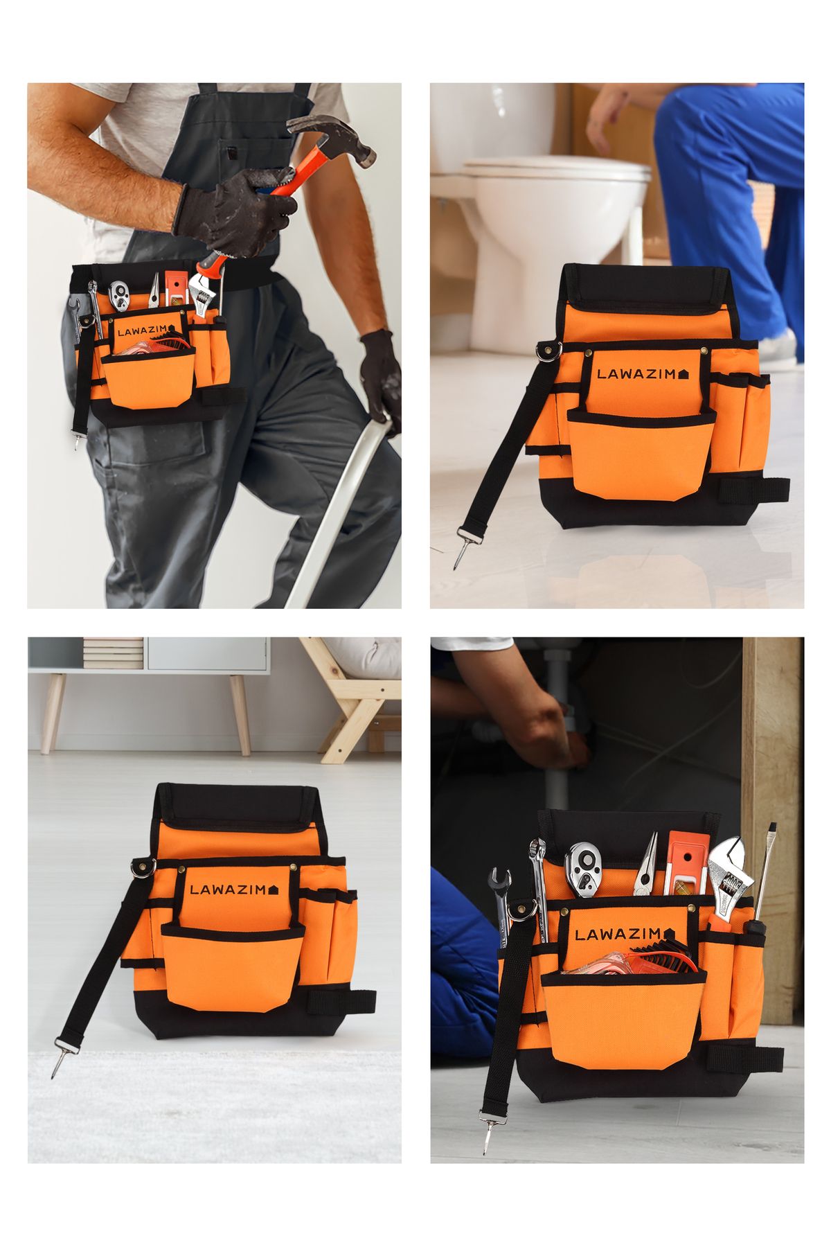 Lawazim-Apron Tool Bag Pouch - Space Saving Waterproof Canvas Waist Apron with Adjustable Strap 7