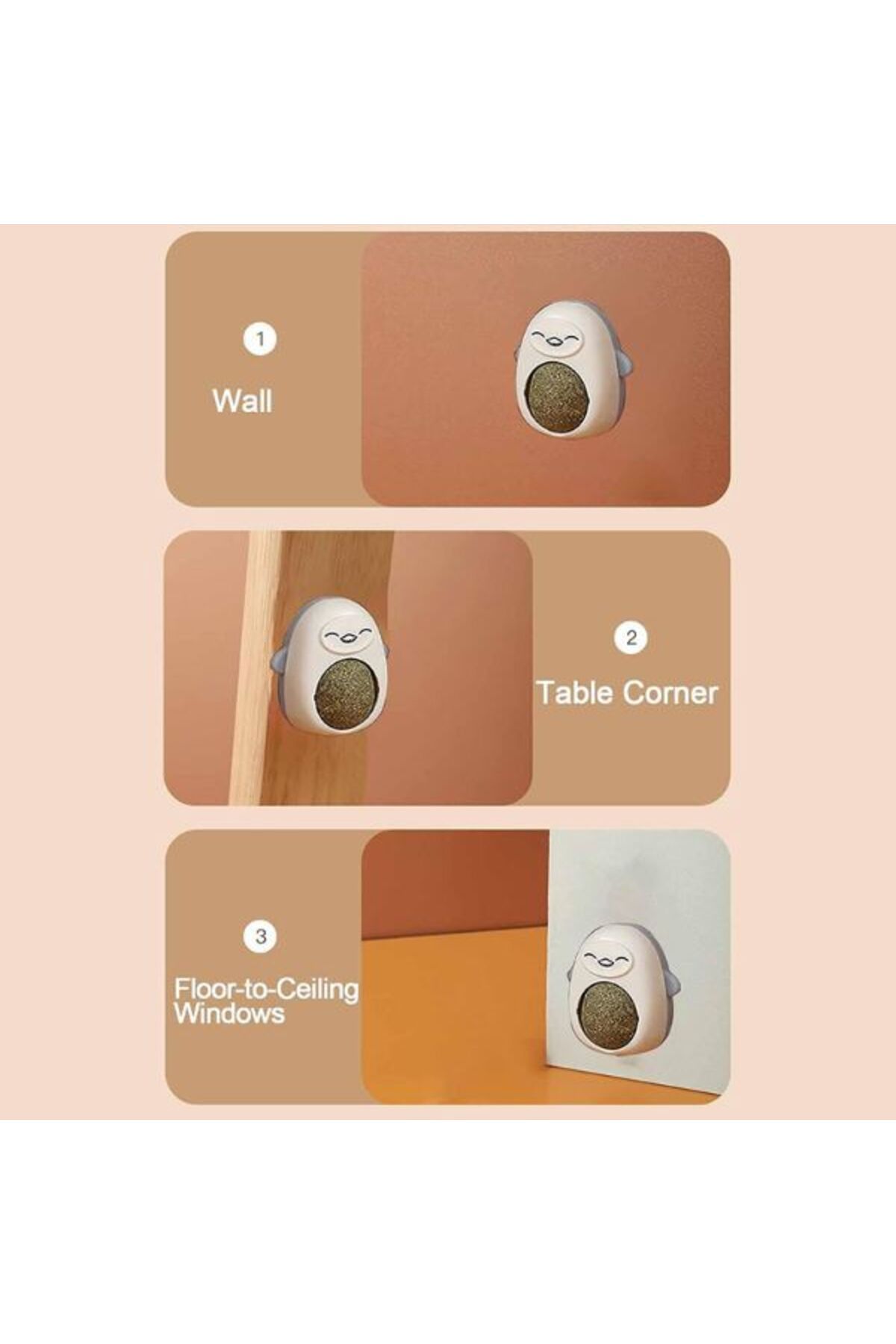 Evelise-Jucărie interactivă model pinguin pentru pisici cu bilă rotativă la 360° din iarbă catnip, 4,3 x 6 cm 8
