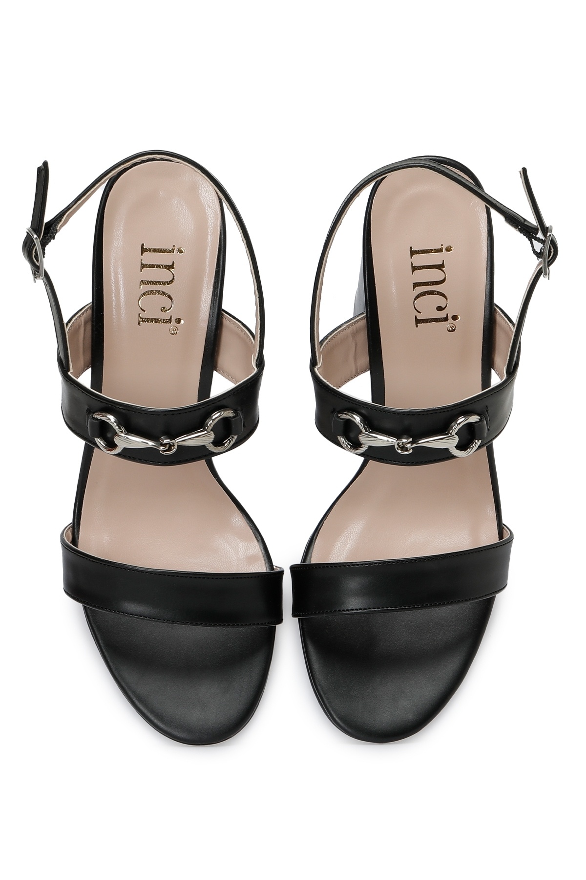 İnci-Molly 3fx Schwarze Damen-Sandalen mit Absatz 4