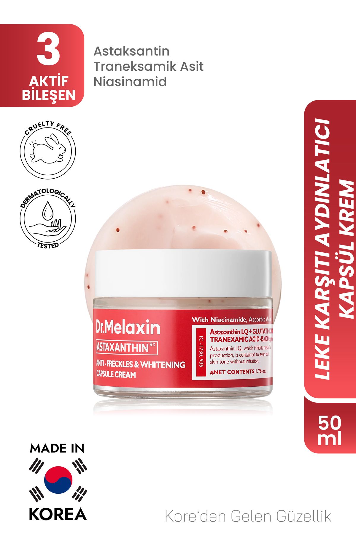 Leke Karşıtı Kapsül Krem – Astaxanthin Içerikli, Cilt Tonu Eşitleyici Aydınlatıcı Bakım 50ml