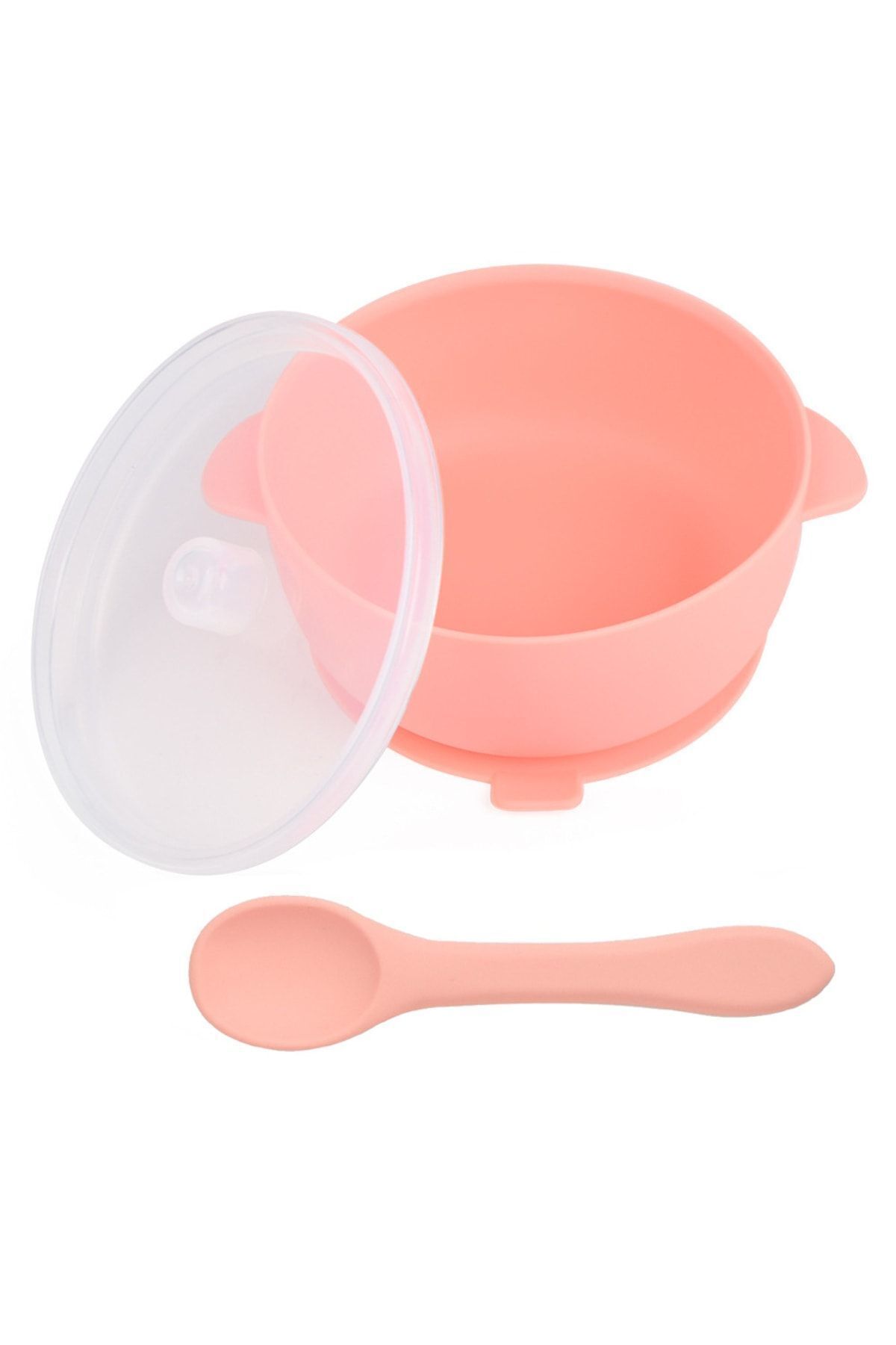 jojobebek Silikon Beslenme Seti, Vakumlu Kapaklı Mama Kasesi, Silikon Önlük, Silikon Kaşık Ve Çatal / Pembe fotoğrafı 2 (önizleme)
