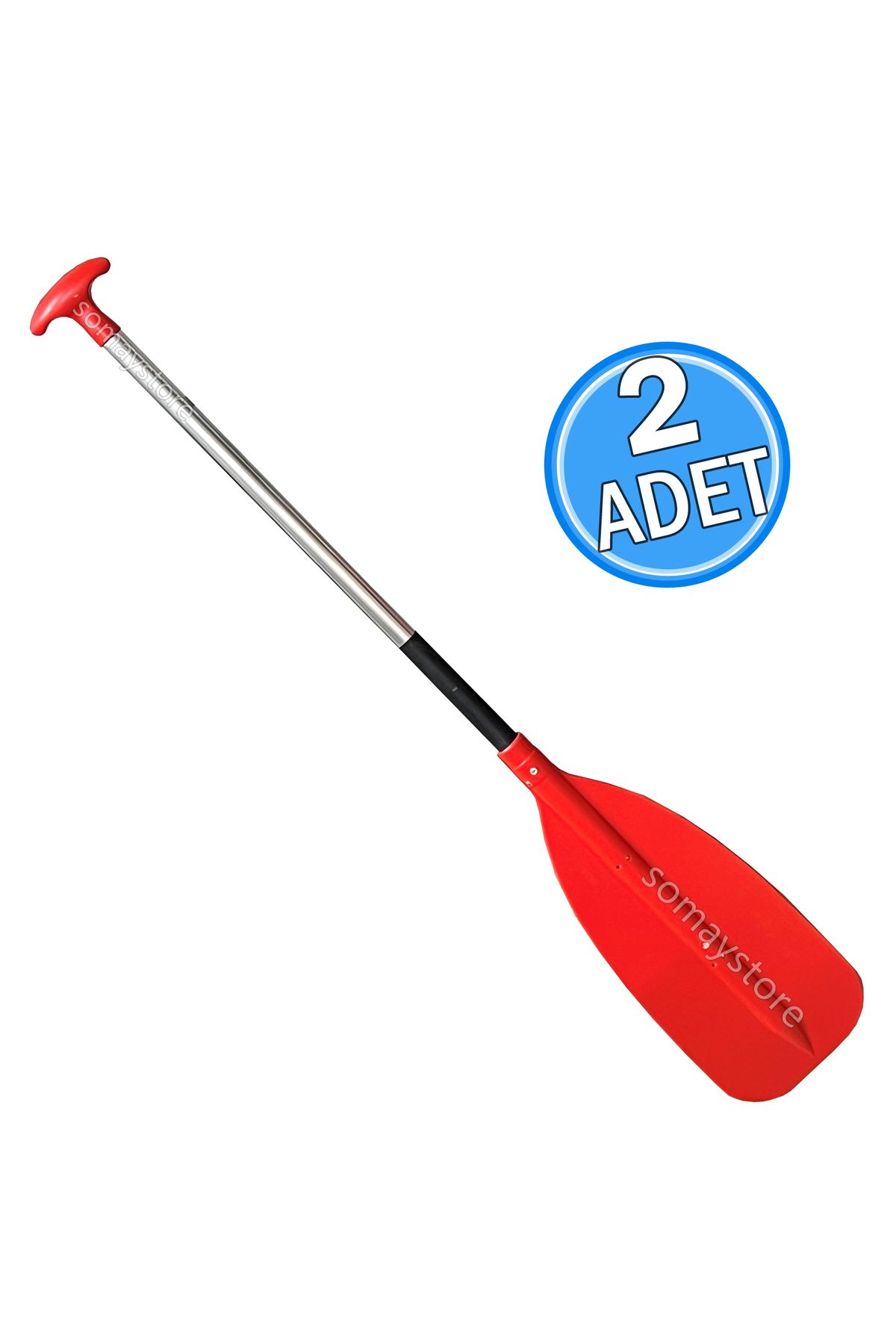 Somay Store Tekne Rafting Küreği Kırmızı Alüminyum Boru Çapı 25mm Boy 125cm 2 Adet