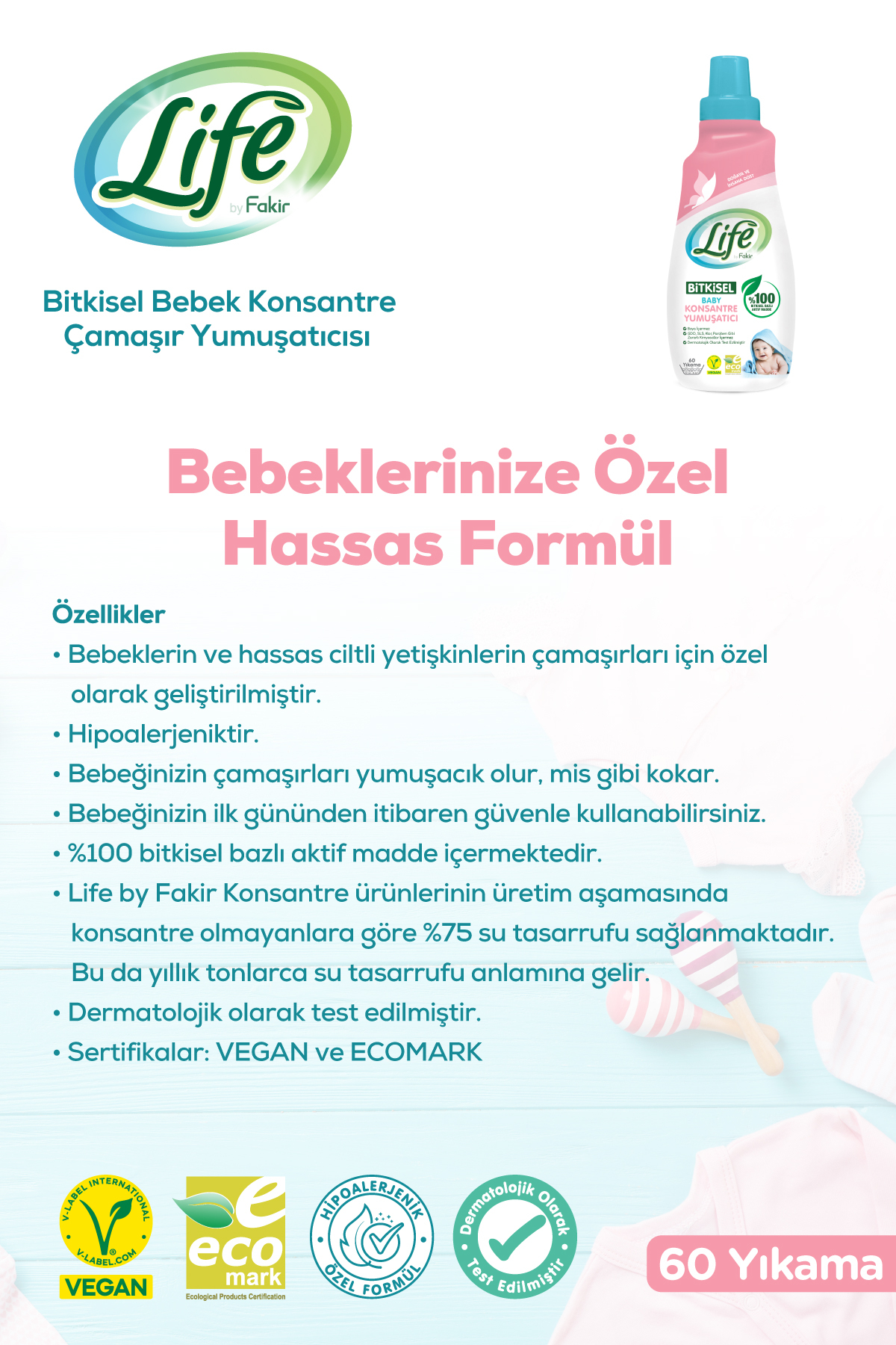 Life By Fakir %100 Bitkisel Bazlı Vegan Baby Sıvı Çamaşır Deterjanı Ve Yumuşatıcı Seti, %100 Doğal Temizlik fotoğrafı 4 (önizleme)
