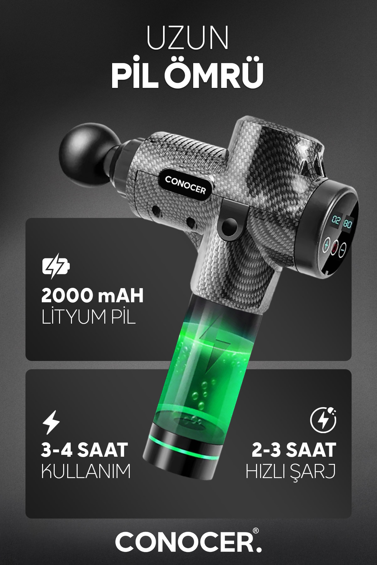CONOCER X3pro Masaj Tabancası 30 Hız Vurmalı Süper Sessiz - Fiyatı