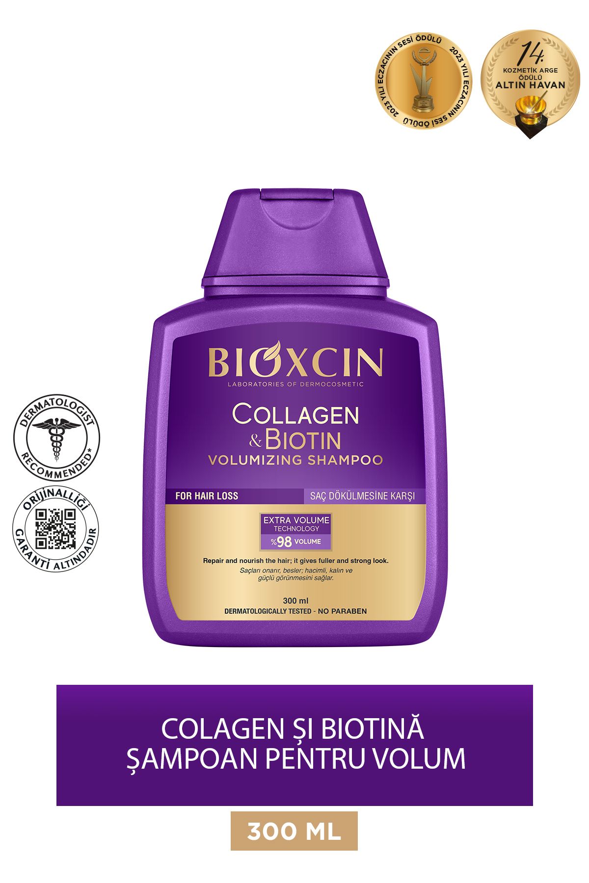 Bioxcin Șampon Cu Colagen Și Biotină Extra Volum 300 Ml - Biotină Cu Colagen Păr Subțire Și Rar Femeie - One Size