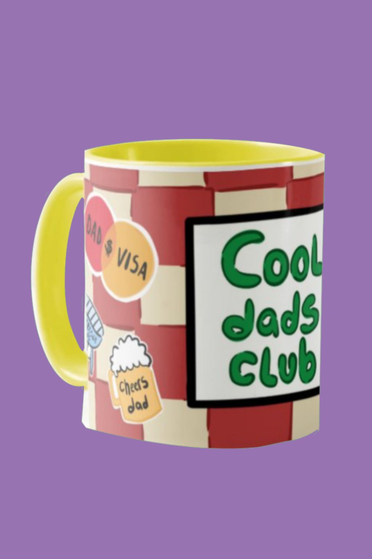 Hello Melody Design "COOL DADS CLUB" Kupa – Dijital Baskılı, Hediyelik Tasarım Baba Kupası 330cc (9.5x8 cm)