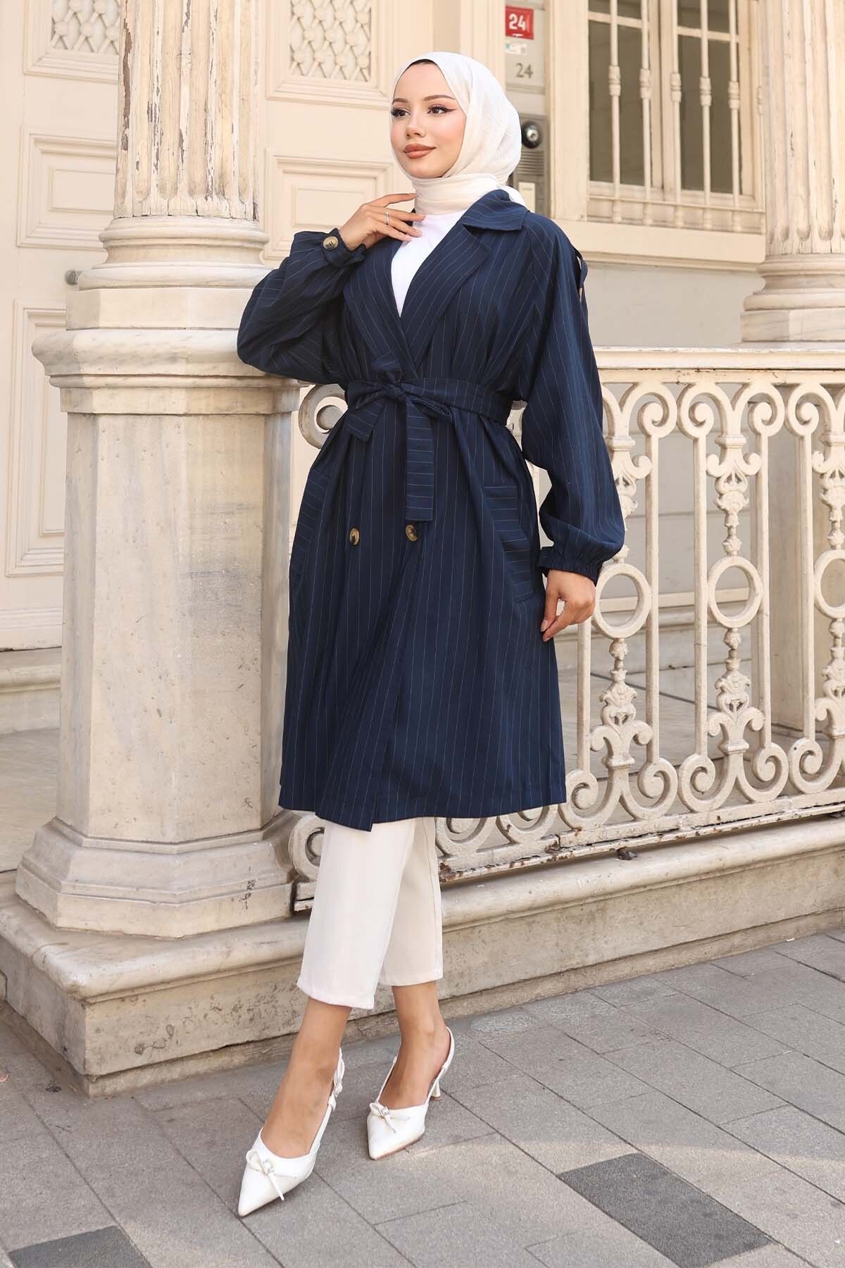 benguen-61673 Trenci cu dungi Albastru bleumarin 4