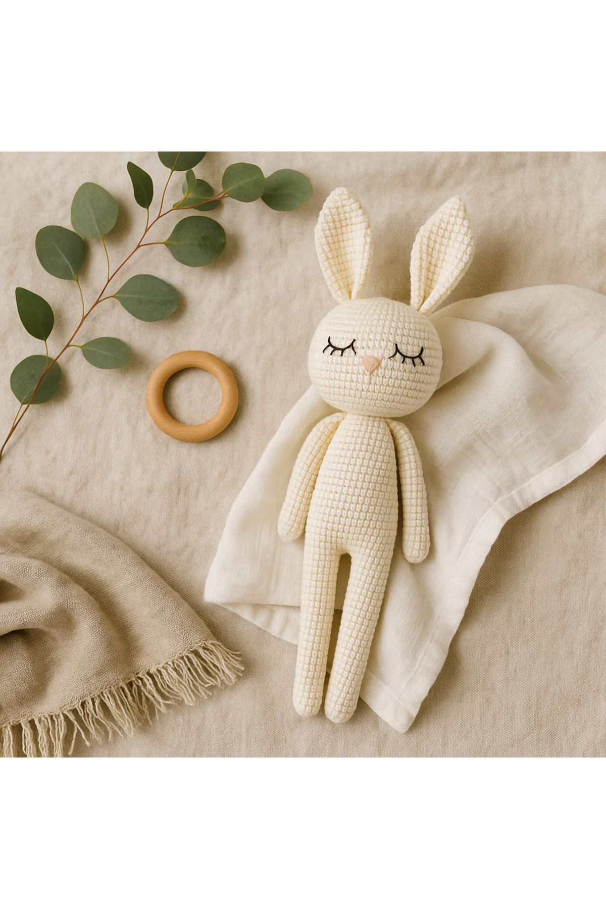 Genel Markalar El Örgüsü Amigurumi Tavşan Oyuncak – Uyku Oyuncağı - %100 Pamuk İplikten