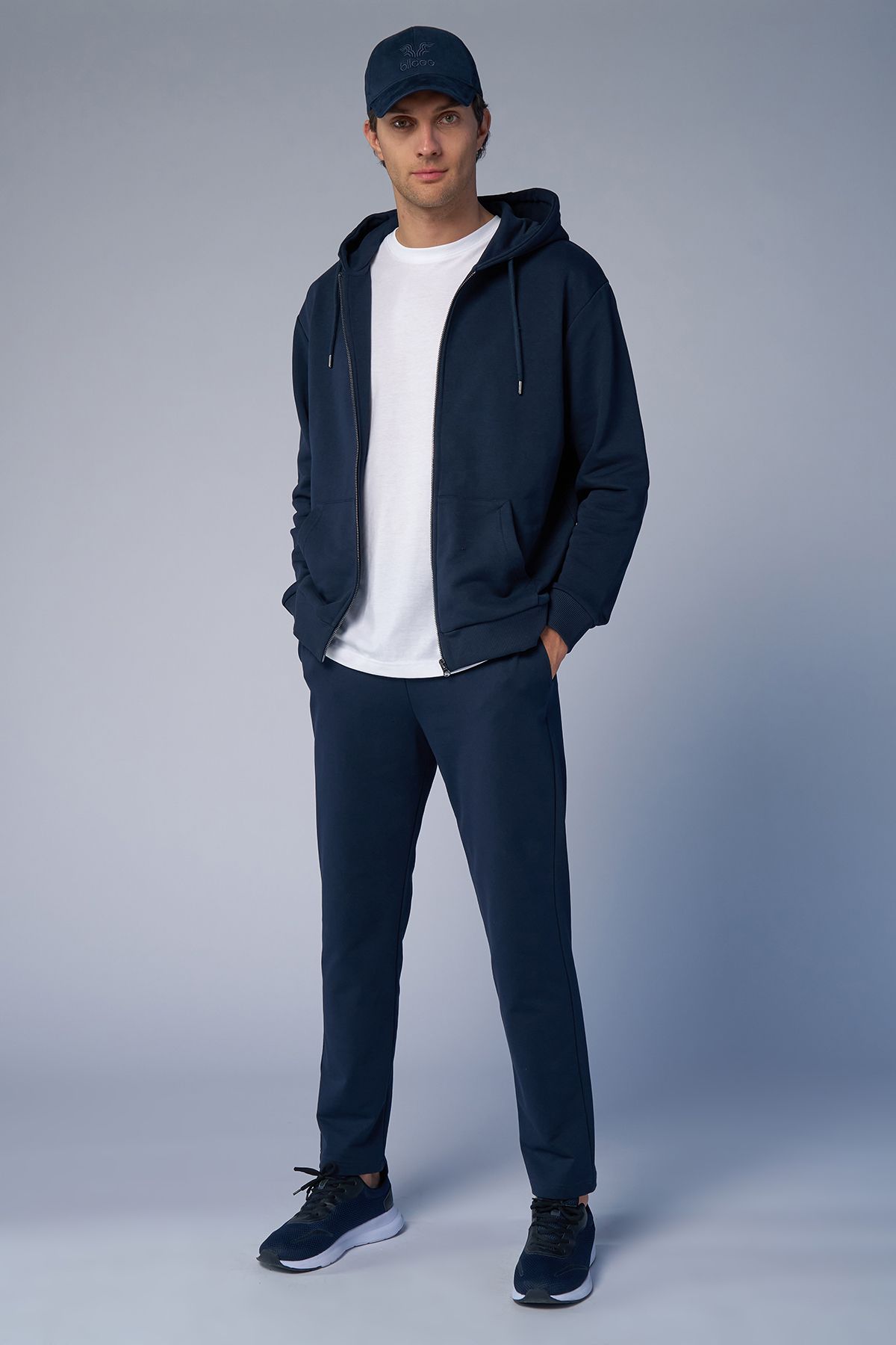 bilcee-Pantaloni de sport pentru bărbați Peak, albastru marin, cu coaste, 7036 2