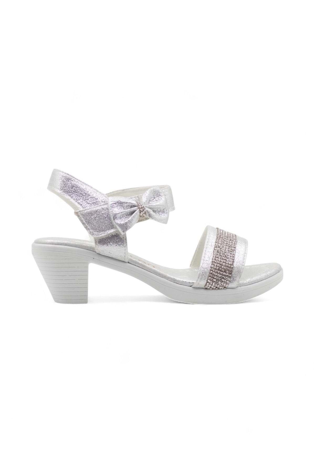 Shoes VARKAN TOPUKLU KIZ ÇOCUK SANDALET GÜMÜŞ