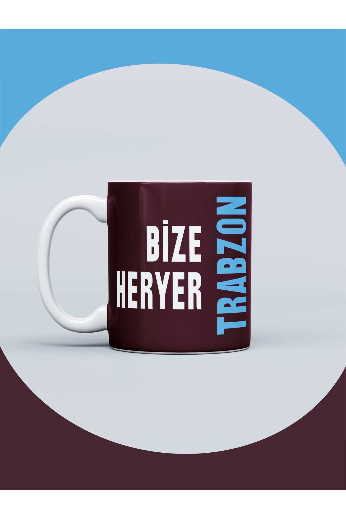 Bize Her Yer Trabzon Seramik Kupa Kişiye Özel İsimli ve Numaralı Taraftar Baskılı Hediye Kupa Bardak