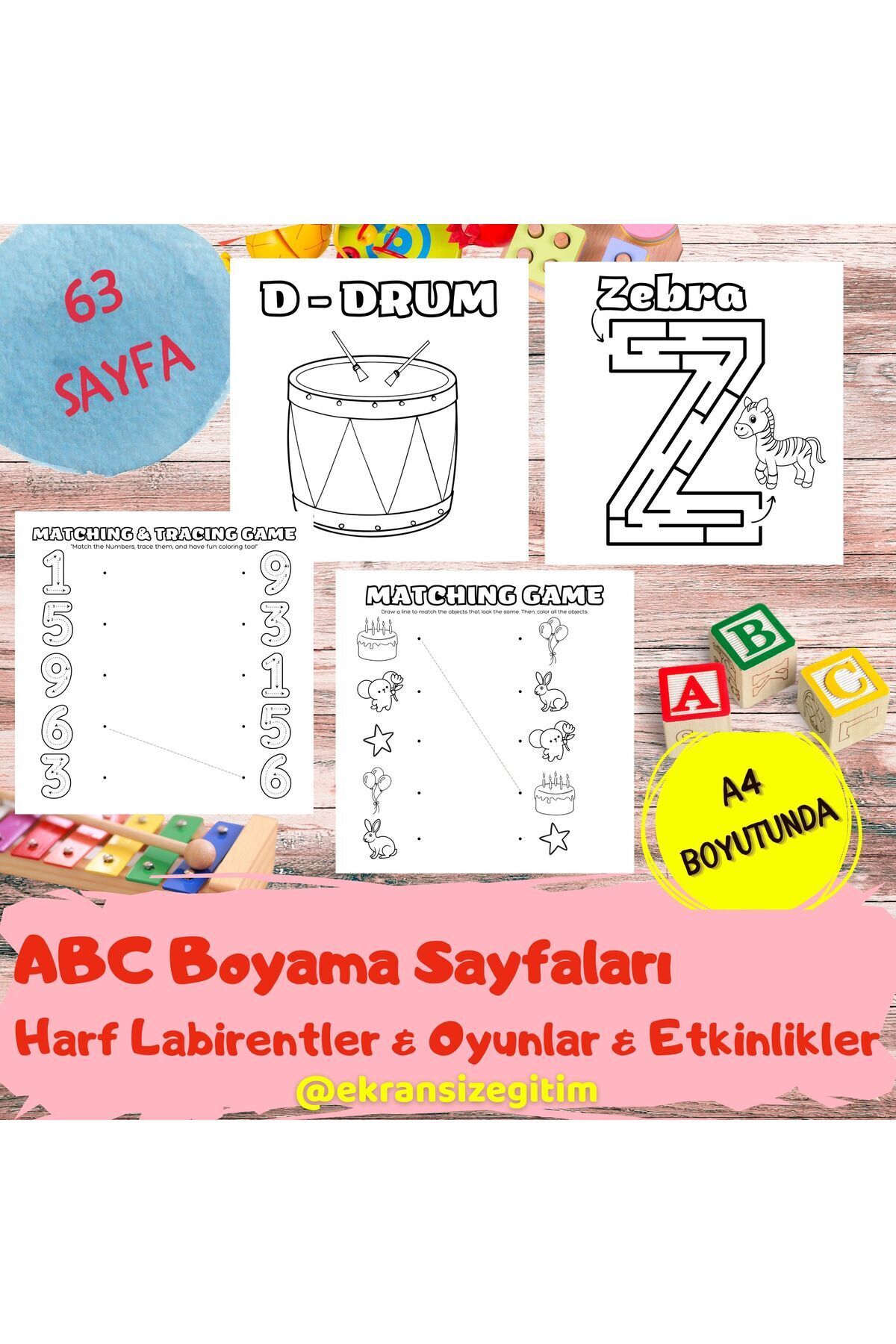 Beyaz Gelincik Home İngilizce Aktivite Kitabı, Eğlenerek İngilizce Öğrenme, Boyama Sayfaları, Okul Öncesi Eğitim 3-7 Yaş