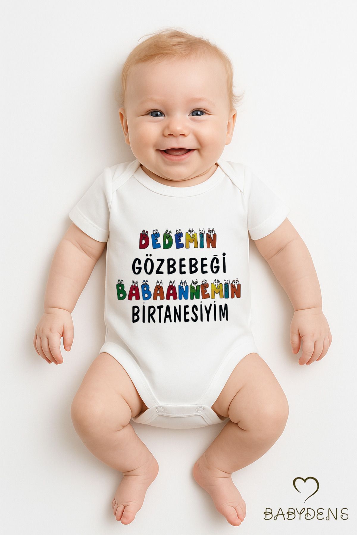 BABYDEN'S Dedemin Gözbebeği Babaannemin Birtanesiyim Yazılı Çıtçıtlı Bebek Body Renkli Baskılı %100Pamuk Zıbın