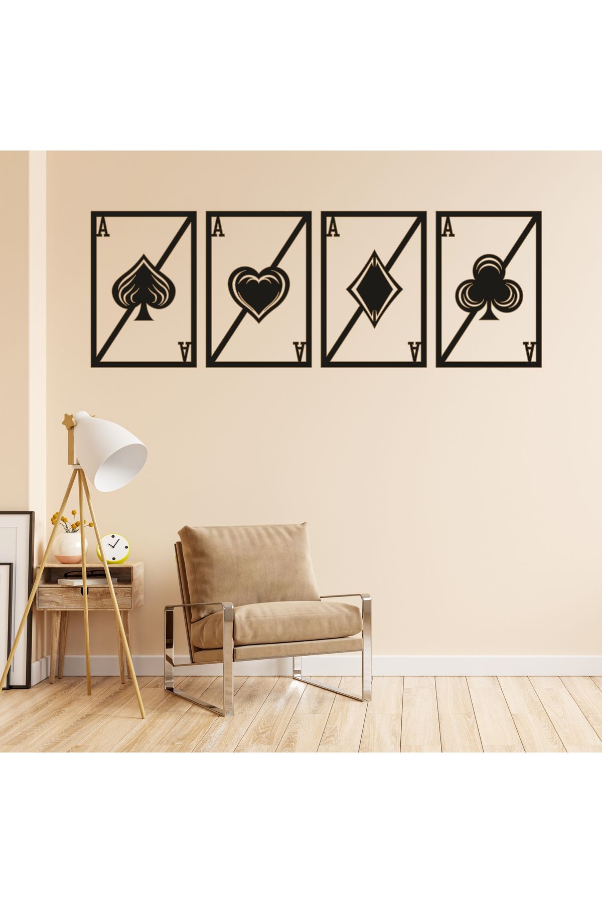 Grand Fine Art Çerçeve Görünümlü Üç Parça Renkli MDF Tablo İskambil