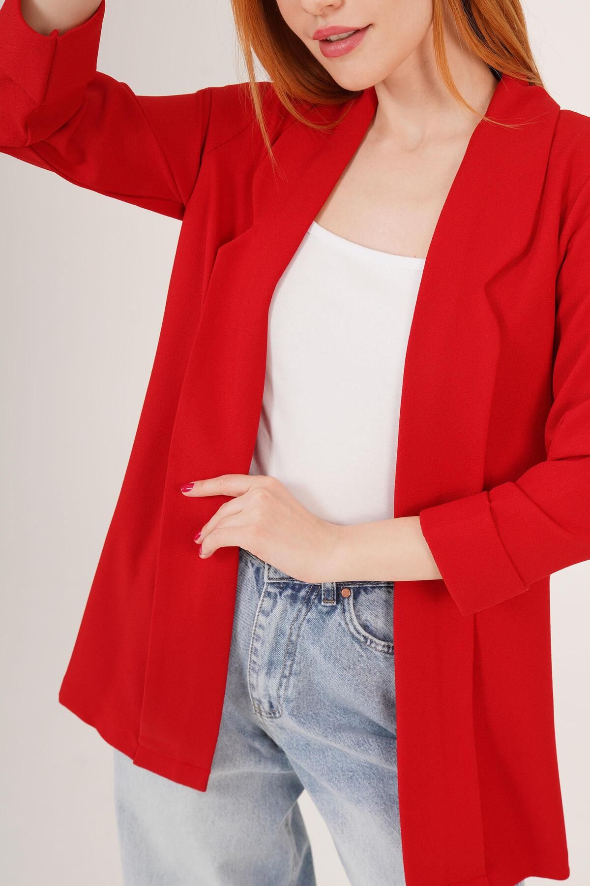 Castivo Fashion Kol Katlama Dikiş Detaylı Yazlık Blazer Ceket