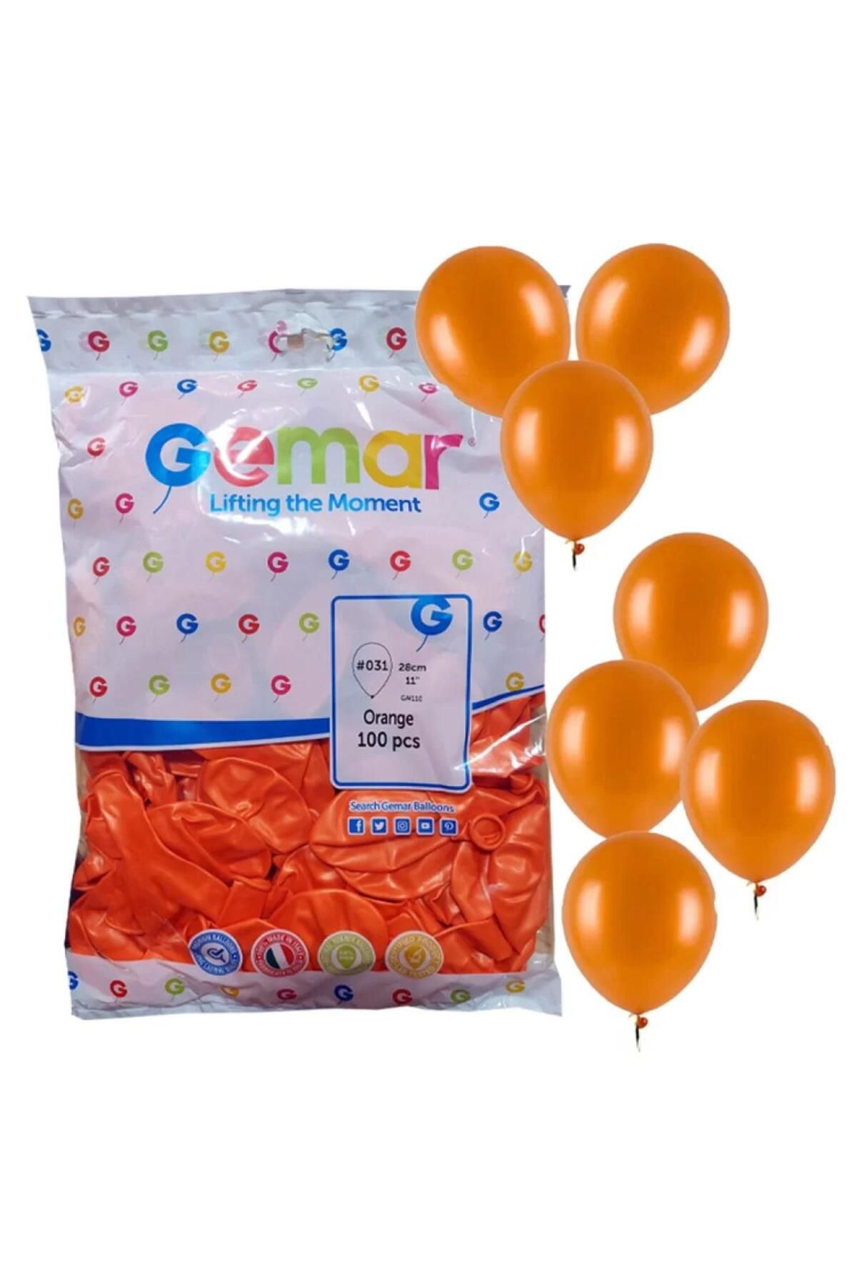 Gemar Doğum Günü Organizasyon Parti Balon - 33 Cm. - Turuncu Renk - 100 Adet
