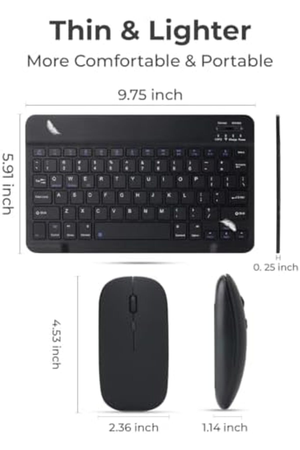 Glassology-Universal Black Wireless Keyboard And Mouse Combo With Dual-language Support 3