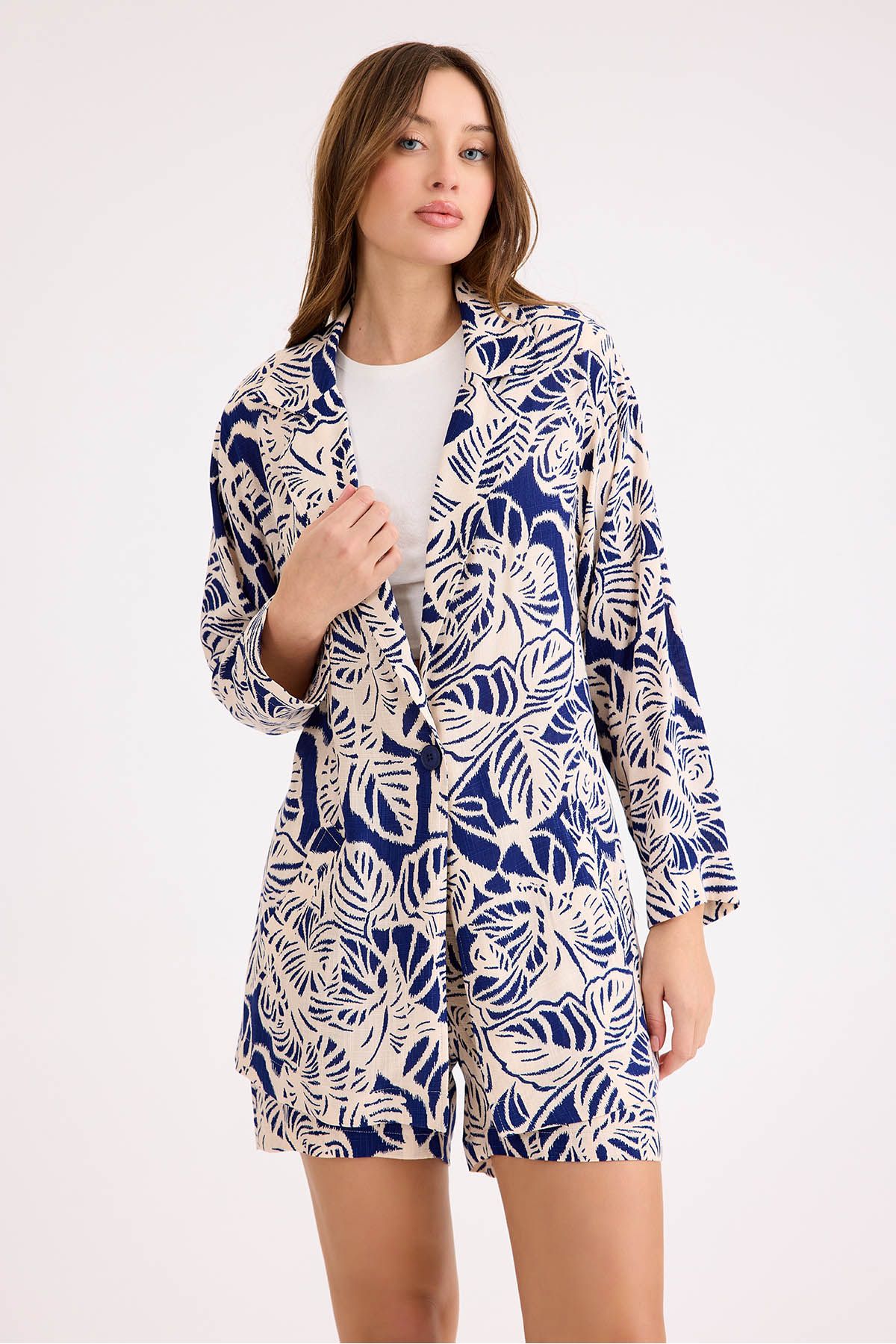 Vitrin-Flower Pattern Single Button Jacket 2