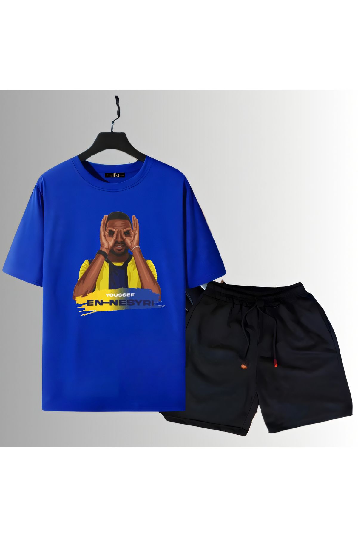 Biy Store Youssef En-Nesyri fotograf forma baskılı unisex kadın erkek kısa kollu tişört t-shirt şort takımı