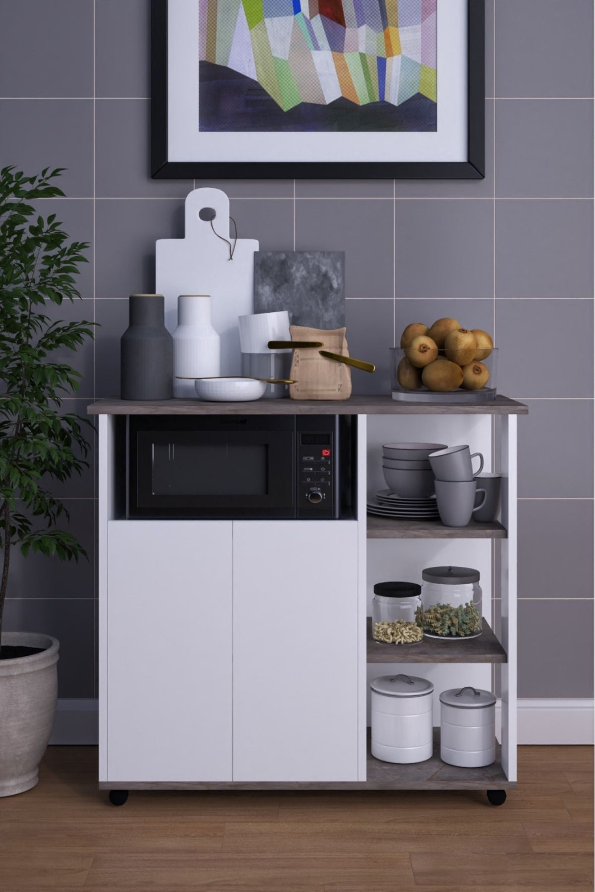 DEKORFİM Alya MDF Çok Amaçlı Dolap Mutfak Dolabı Kiler Dolabı