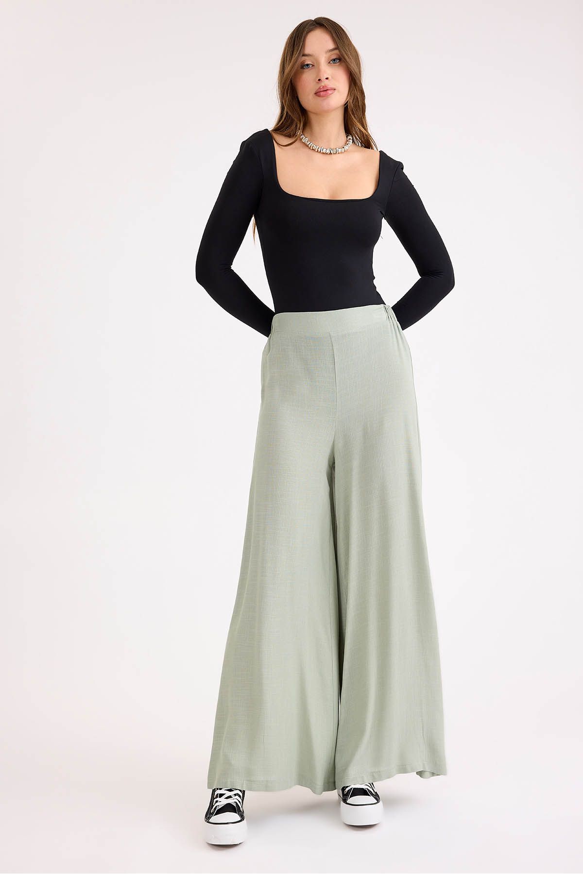 Vitrin-Viscose Linen Casual Trousers with Elastic Back 6