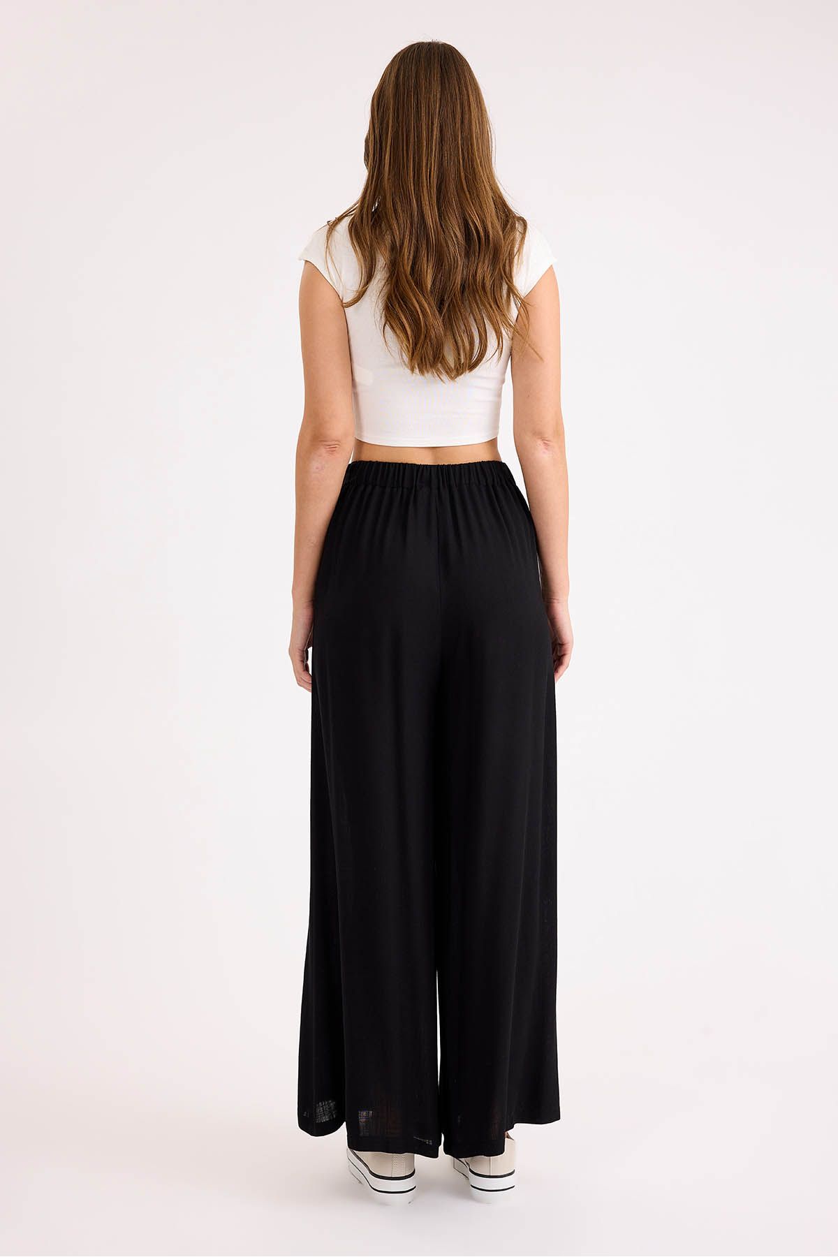 Vitrin-Viscose Linen Casual Trousers with Elastic Back 3