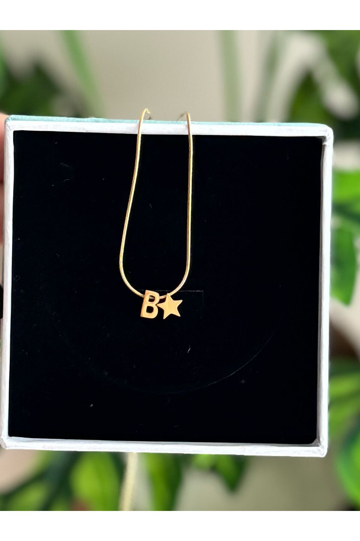 Oxido Co B Harf Altın Kaplama B Harfi Çelik Gold Kolye