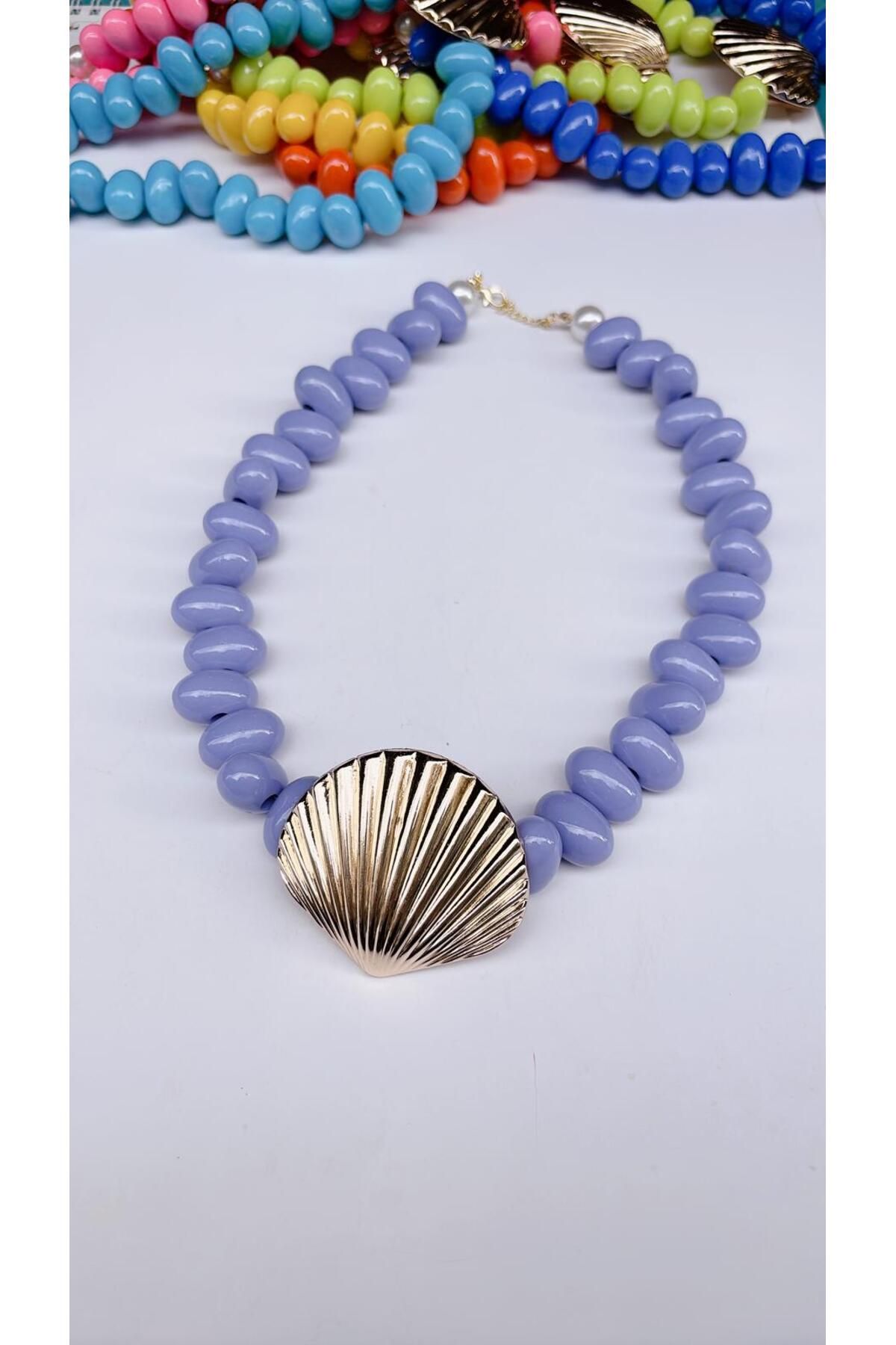 Tubb's Accessories Renkli boncuklu midye kolye