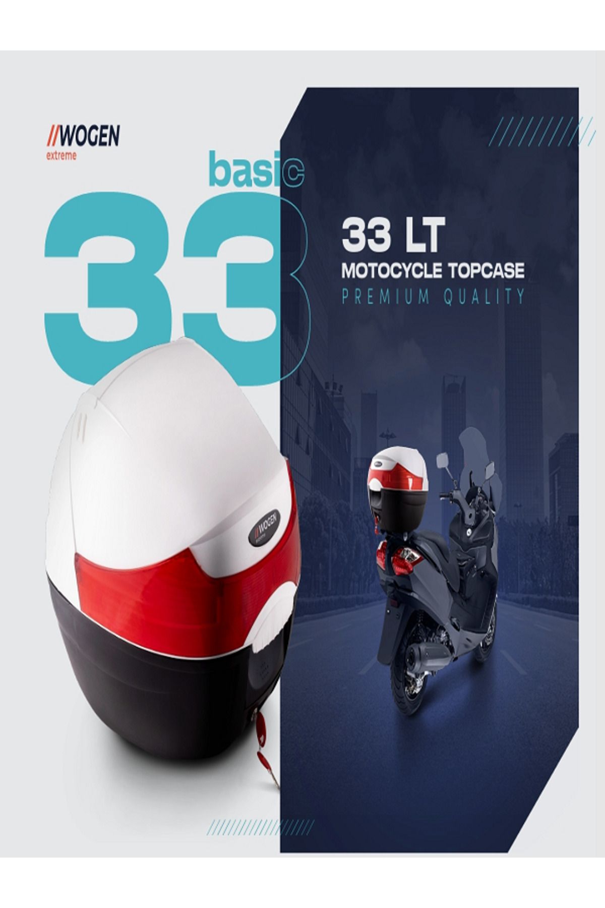 WOGEN BERMOT WOGEN KUBA SNİPER 50 PRO X MOTOSİKLET ARKA ÇANTA 33 LİTRE KARBON BEYAZ