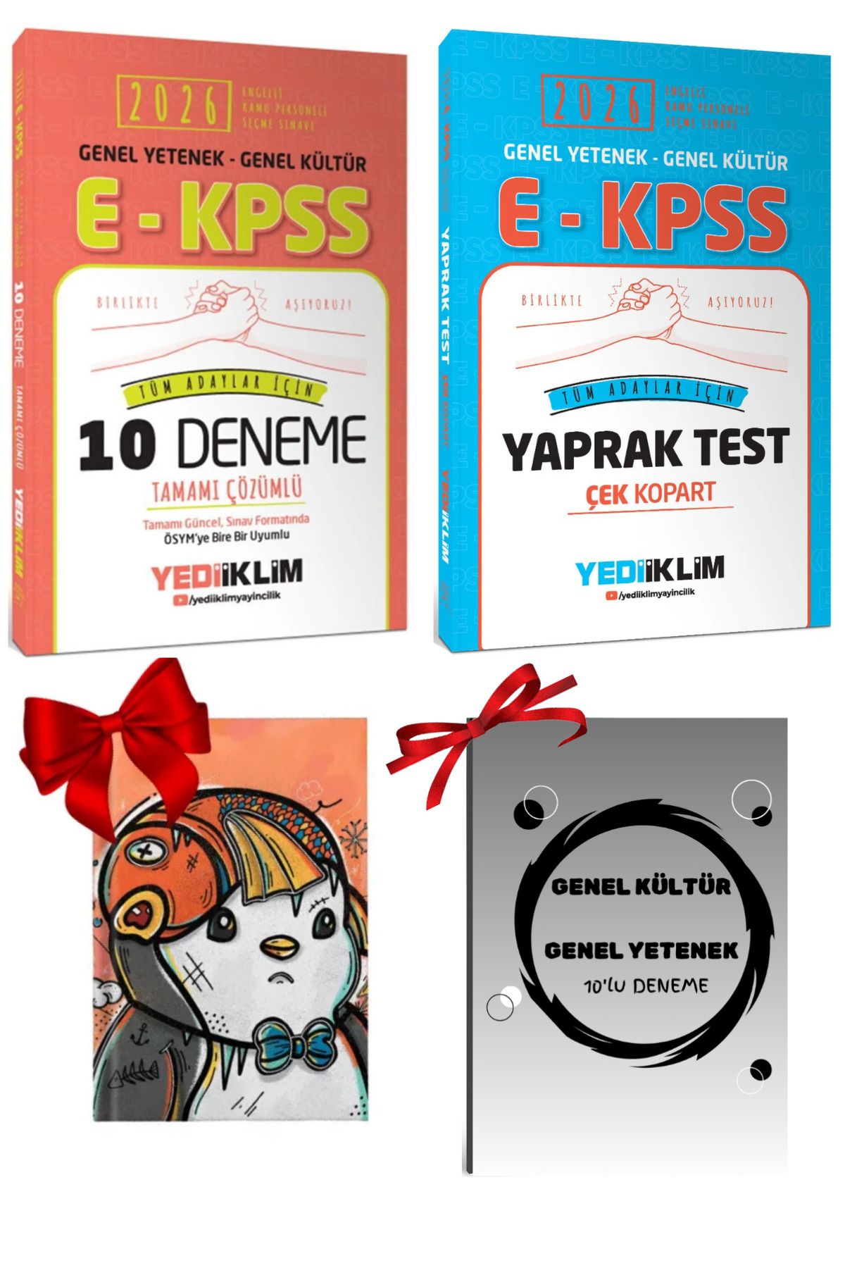 Yediiklim Yayınları 2026 EKPSS Genel Yetenek Genel Kültür 10 Deneme & Yaprak Test Hediyeli Set