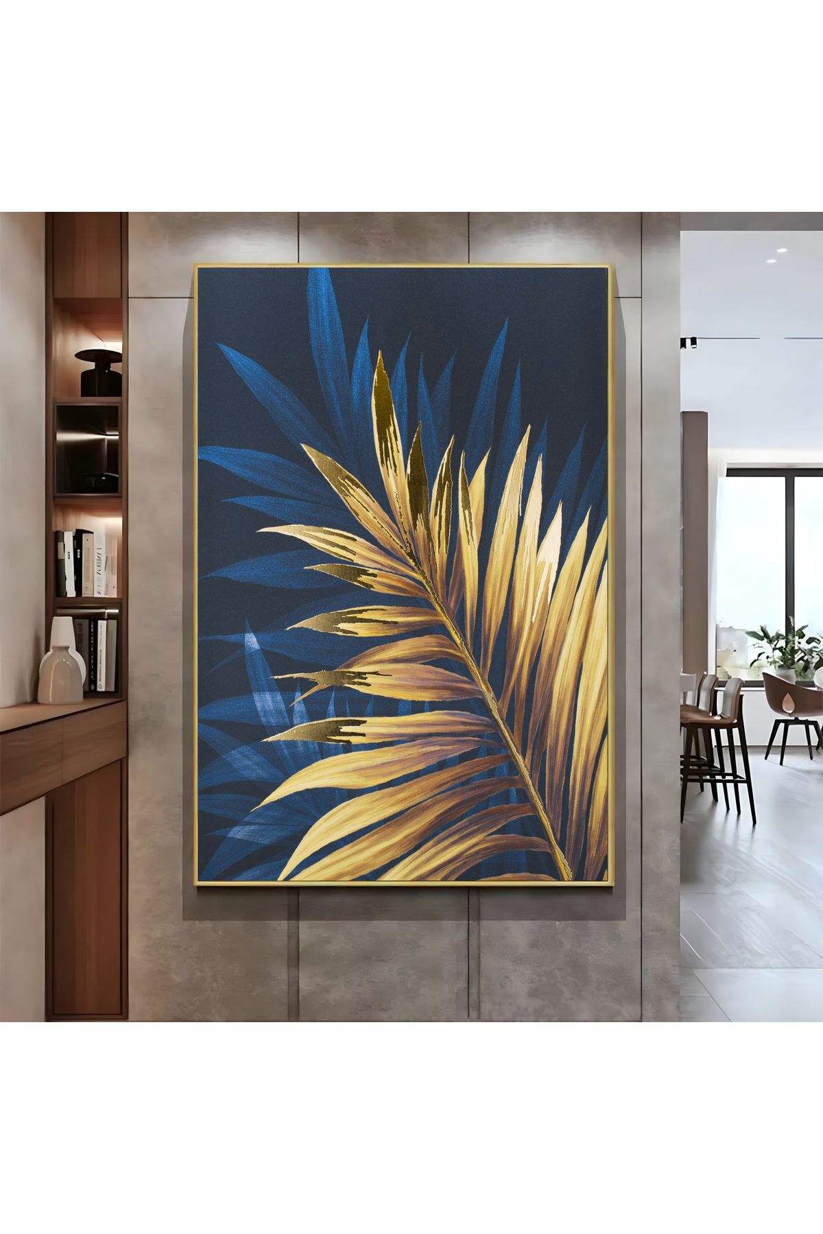 Harikabirev HARİKABİREV|LACİVERT GOLD YAPRAK MODELİ ( CKD-051) |ÇERÇEVELİ KANVAS TABLO CKDİKEY