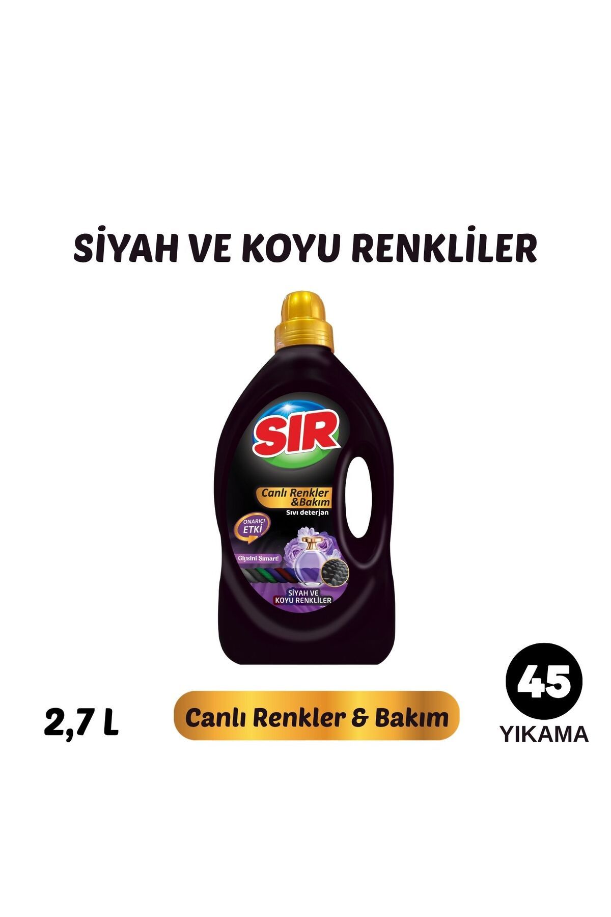 Sır Canlı Renkler ve Bakım Siyahlar ve Koyu Renkliler Sıvı Çamaşır Deterjanı 2,7 Litre 45 Yıkama