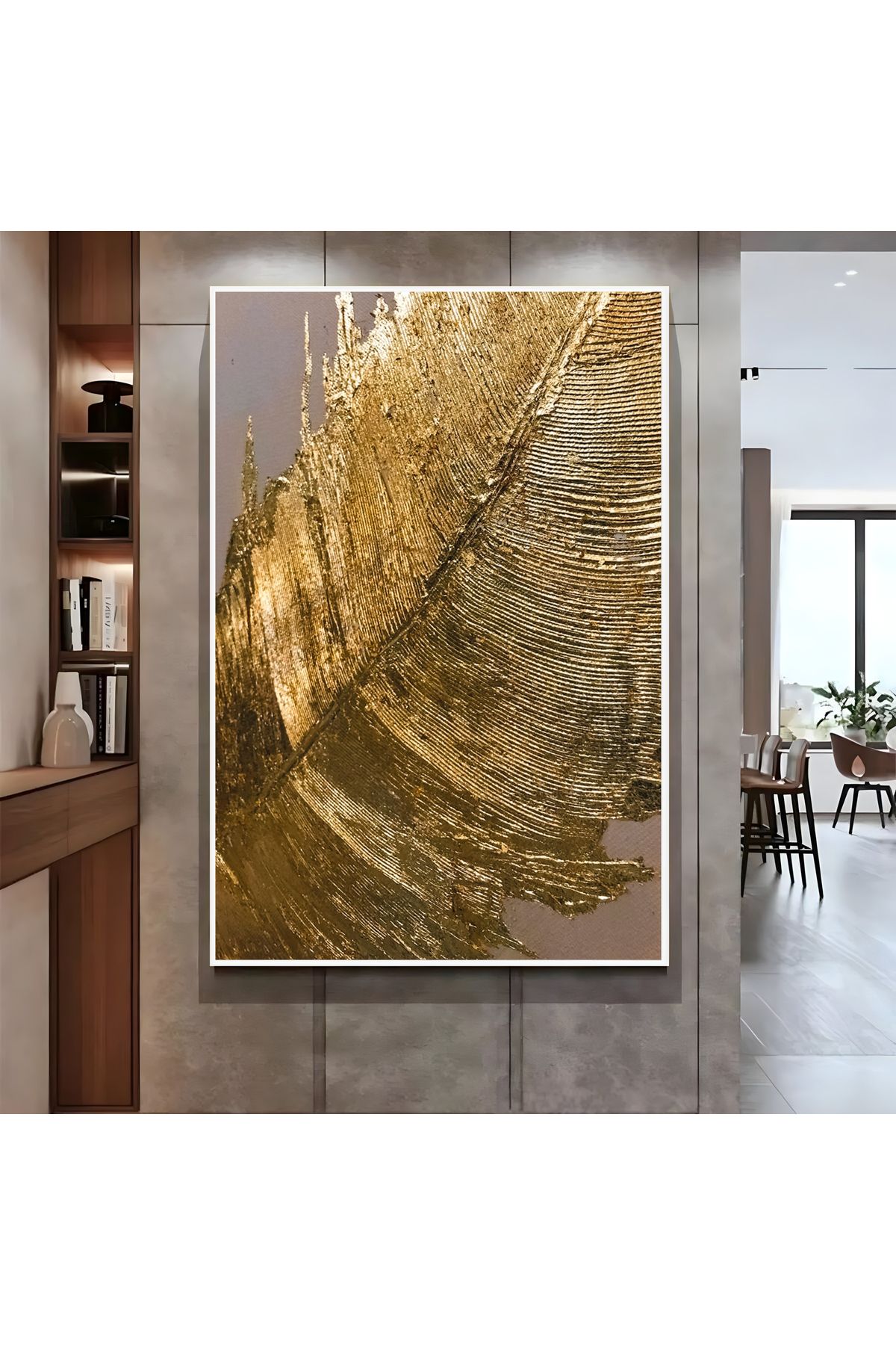 Harikabirev HARİKABİREV| GOLD YAPRAK MODEL ( CKD-089) |ÇERÇEVELİ KANVAS TABLO CKDİKEY