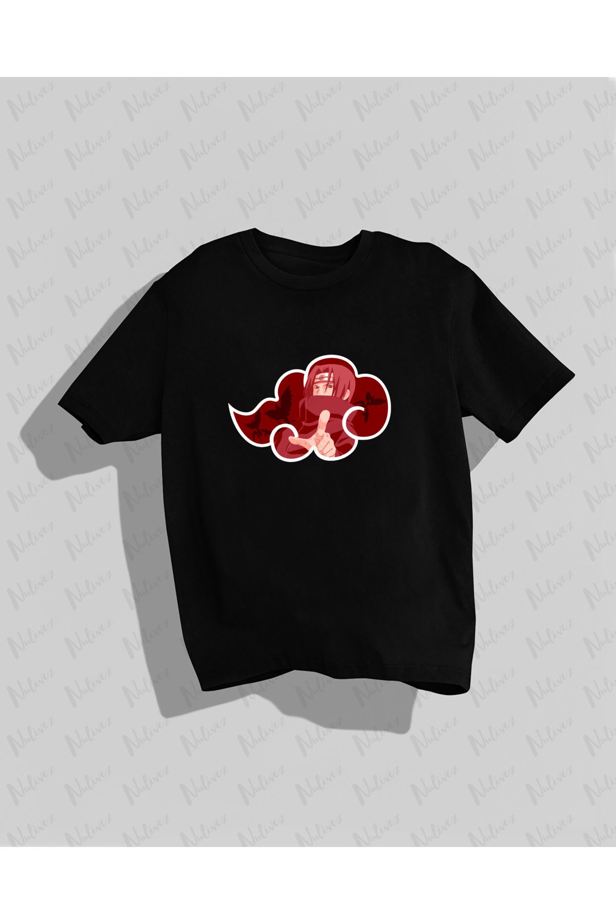 Nulivez Sasuke Uchiha Tasarımı Baskılı Yüksek Kalite Kompakt Unisex Oversize T-Shirt