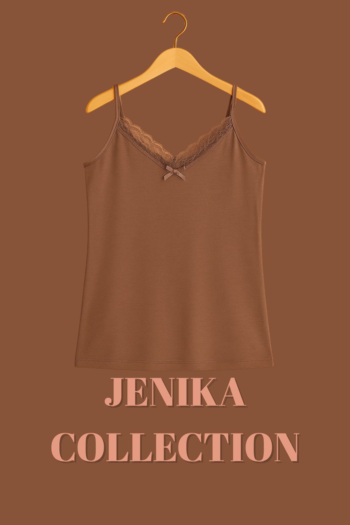 JENİKA Taupe Renk Pamuklu İp Askılı Kadın Atlet